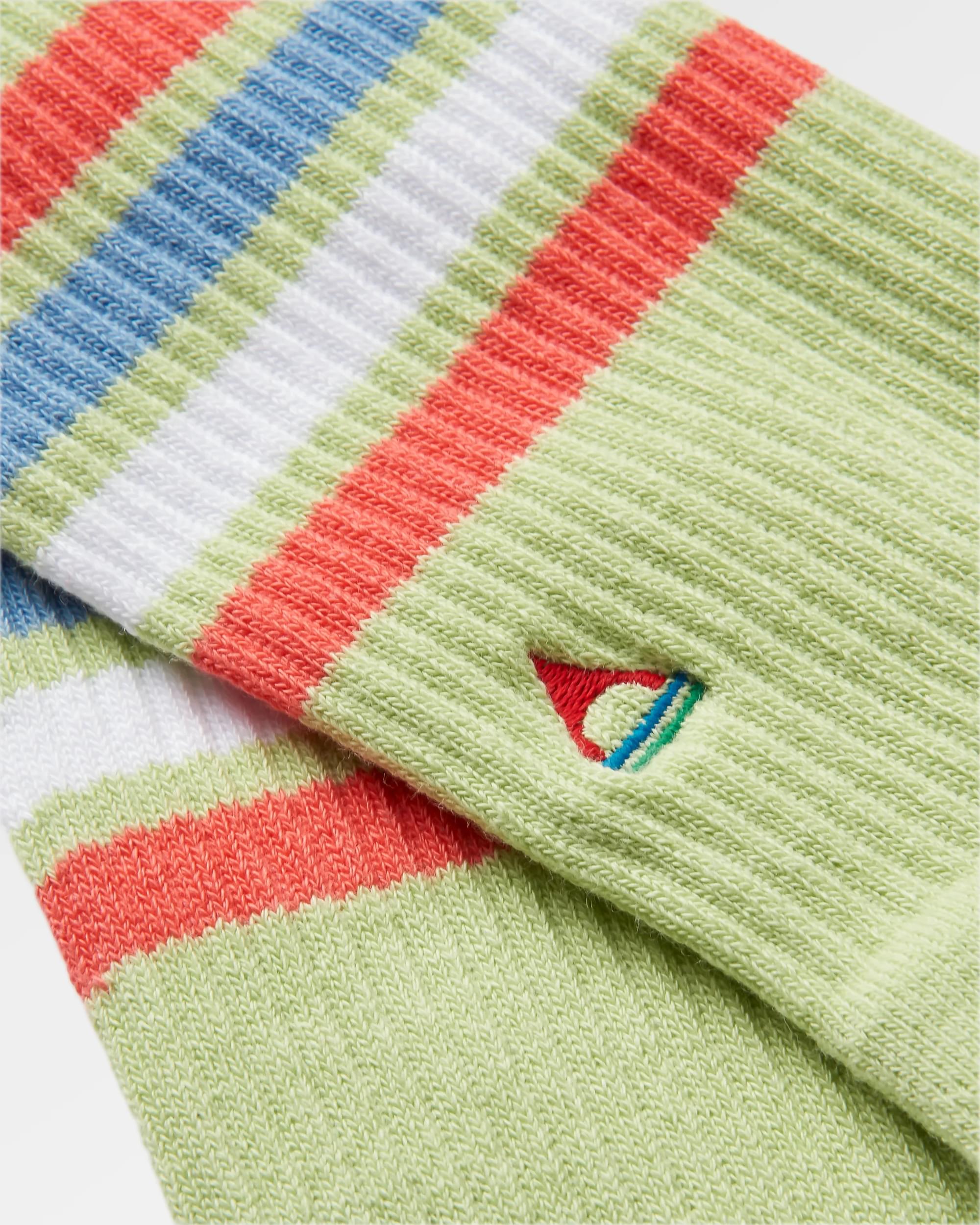 Organic Mid-weight Crew Socks - Green Fig - Flatlay