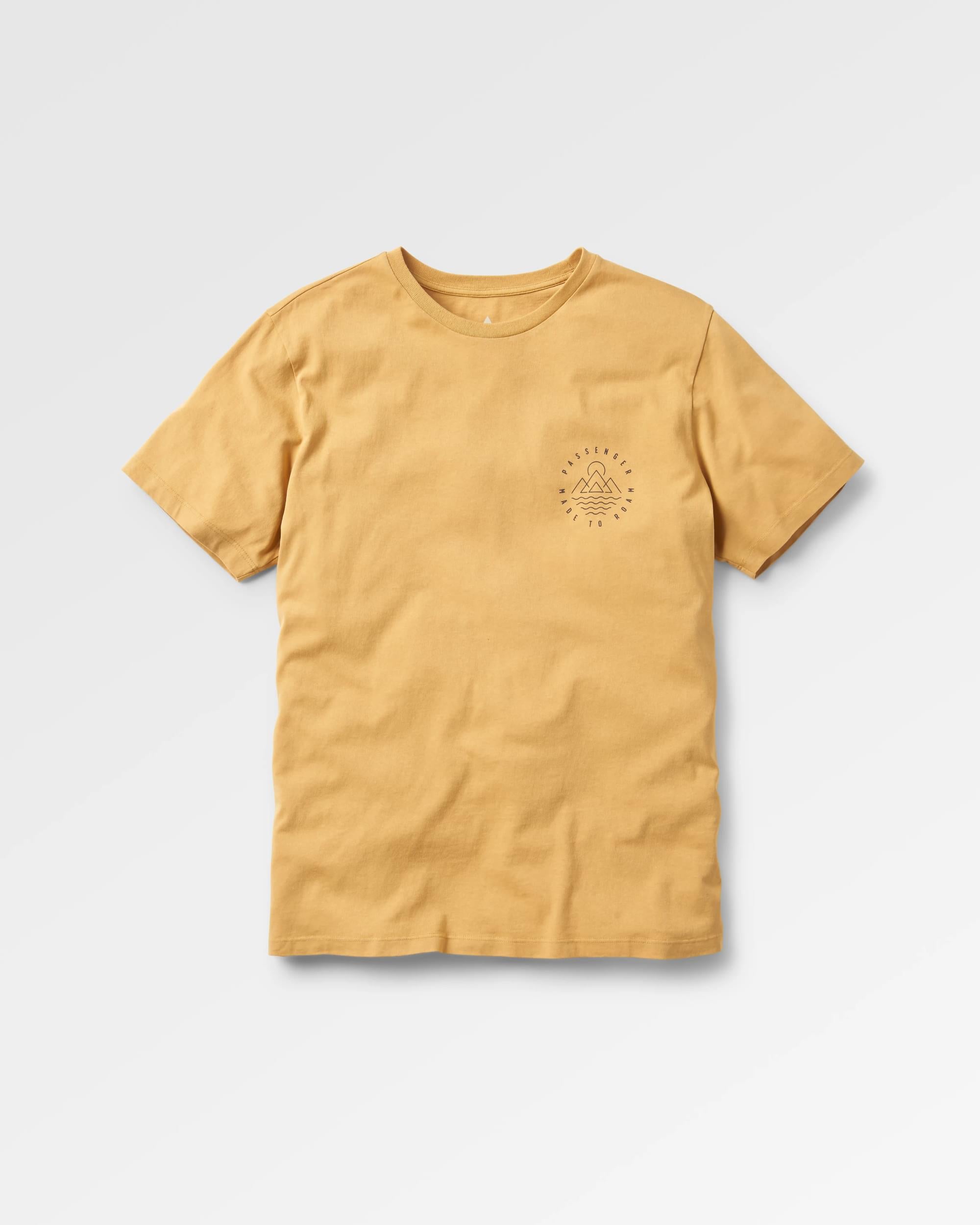 Escapism Recycled Cotton T-Shirt - Mustard Gold - Flatlay