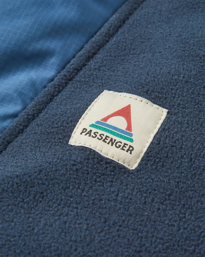 Woodland Hooded 1/2 Zip Recycled Polar Fleece - Baked Clay/Deep Navy - Flatlay