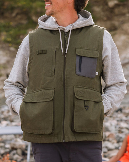 Explorers Organic Cotton Canvas Vest - Khaki - Lifestyle