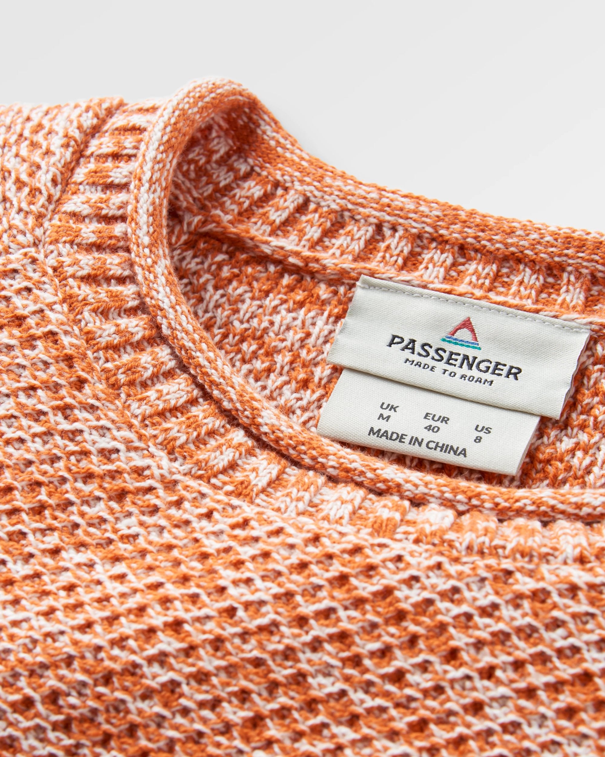 Shore Organic Cotton Knitted Jumper - Sunset Orange - Flatlay
