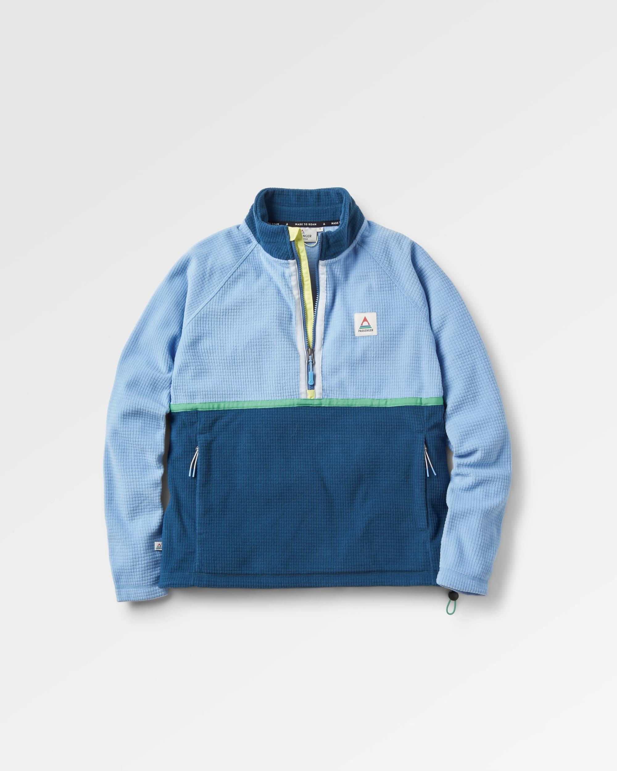 Off Trail Recycled Grid Polar Fleece - Cornflower/Dark Denim - Flatlay
