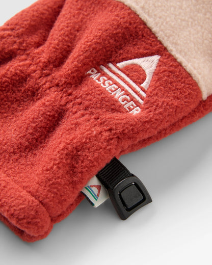 Daytrip Recycled Polar Fleece Gloves - Red Ochre/Blush - Flatlay