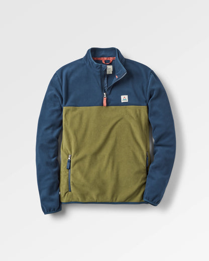 Set Off Recycled Polar 1/4 Zip Fleece - Rich Navy/Khaki