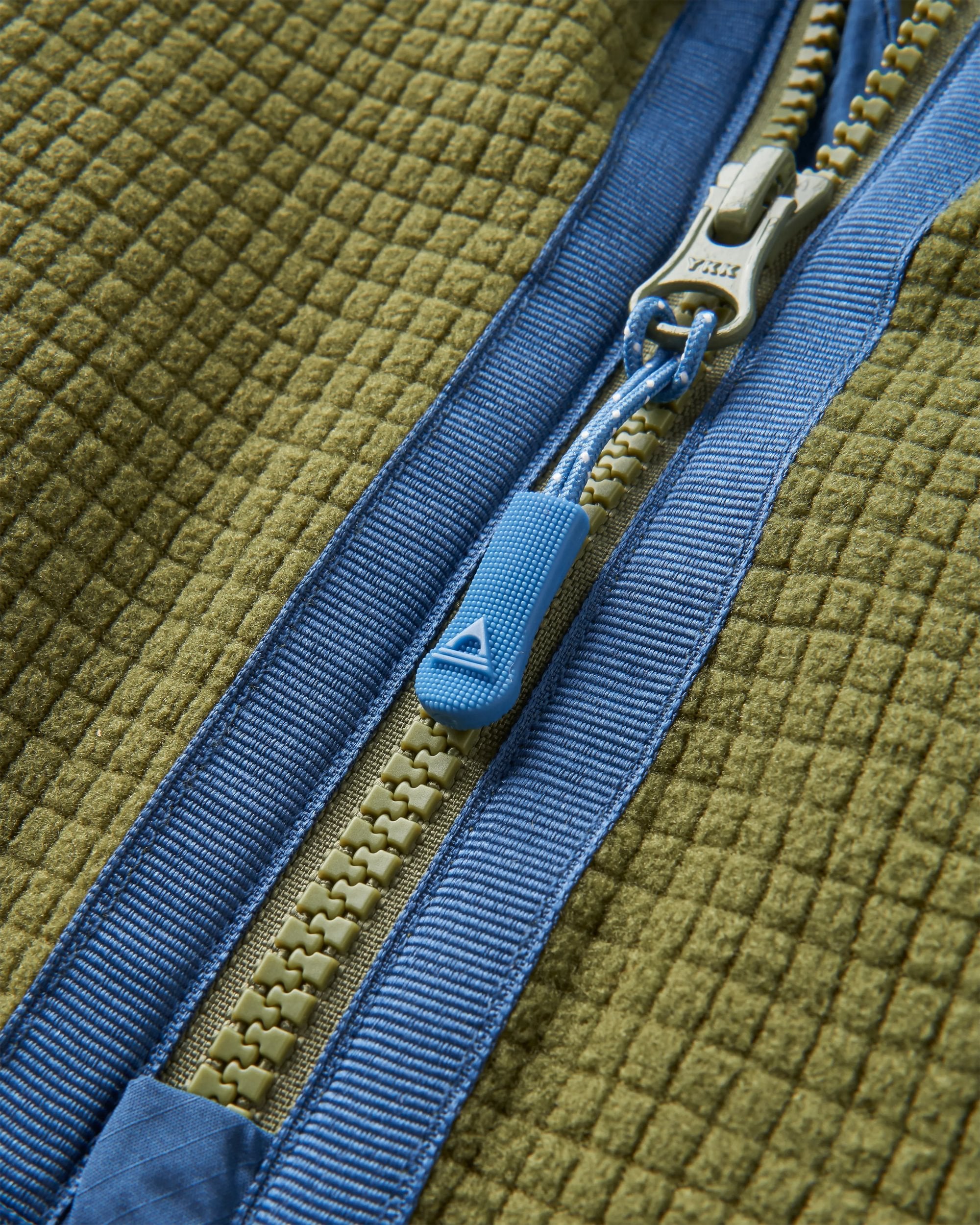 Overlook Recycled Grid Polar Fleece - Khaki/Pistachio - Flatlay