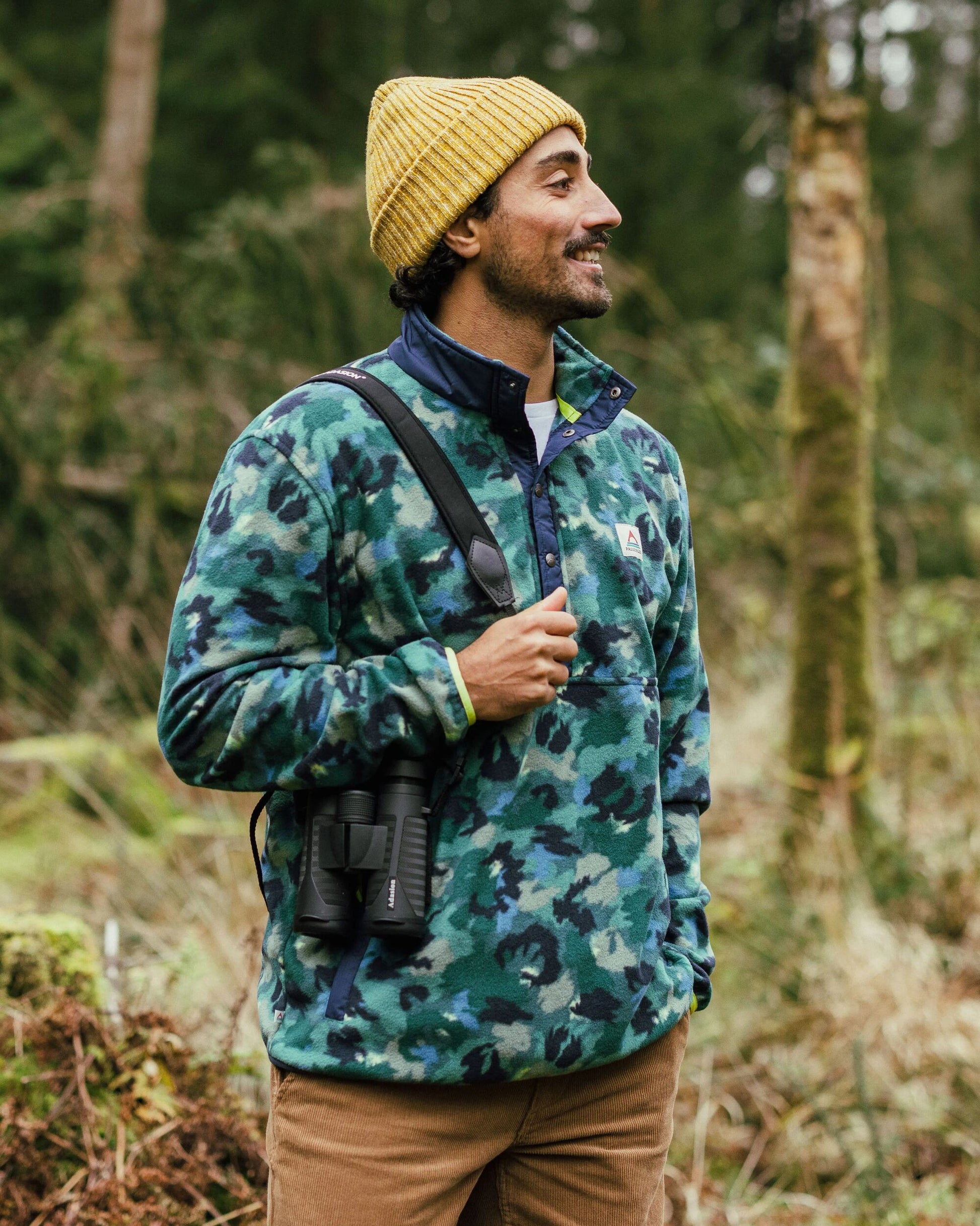 Adrift Recycled Polar Fleece - Alpine Camo Rain Forest