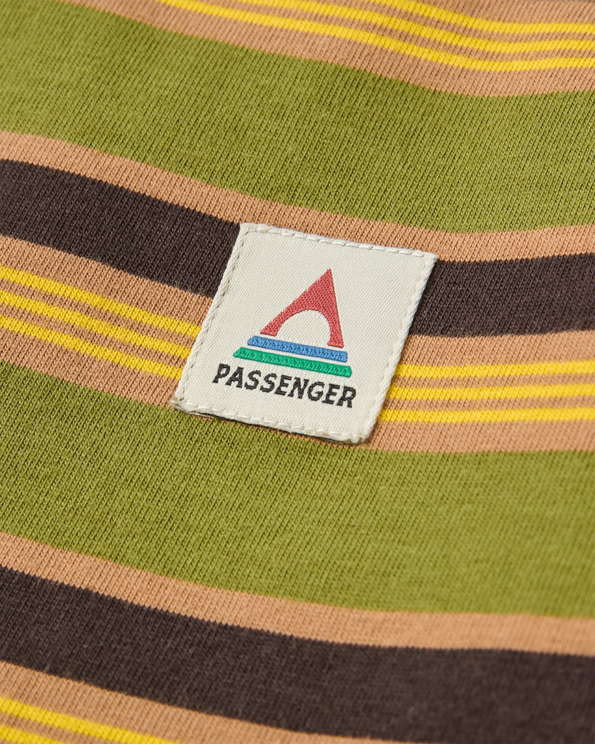 Retro Recycled Cotton Relaxed Fit LS T-Shirt - Khaki Multi Stripe - Flatlay