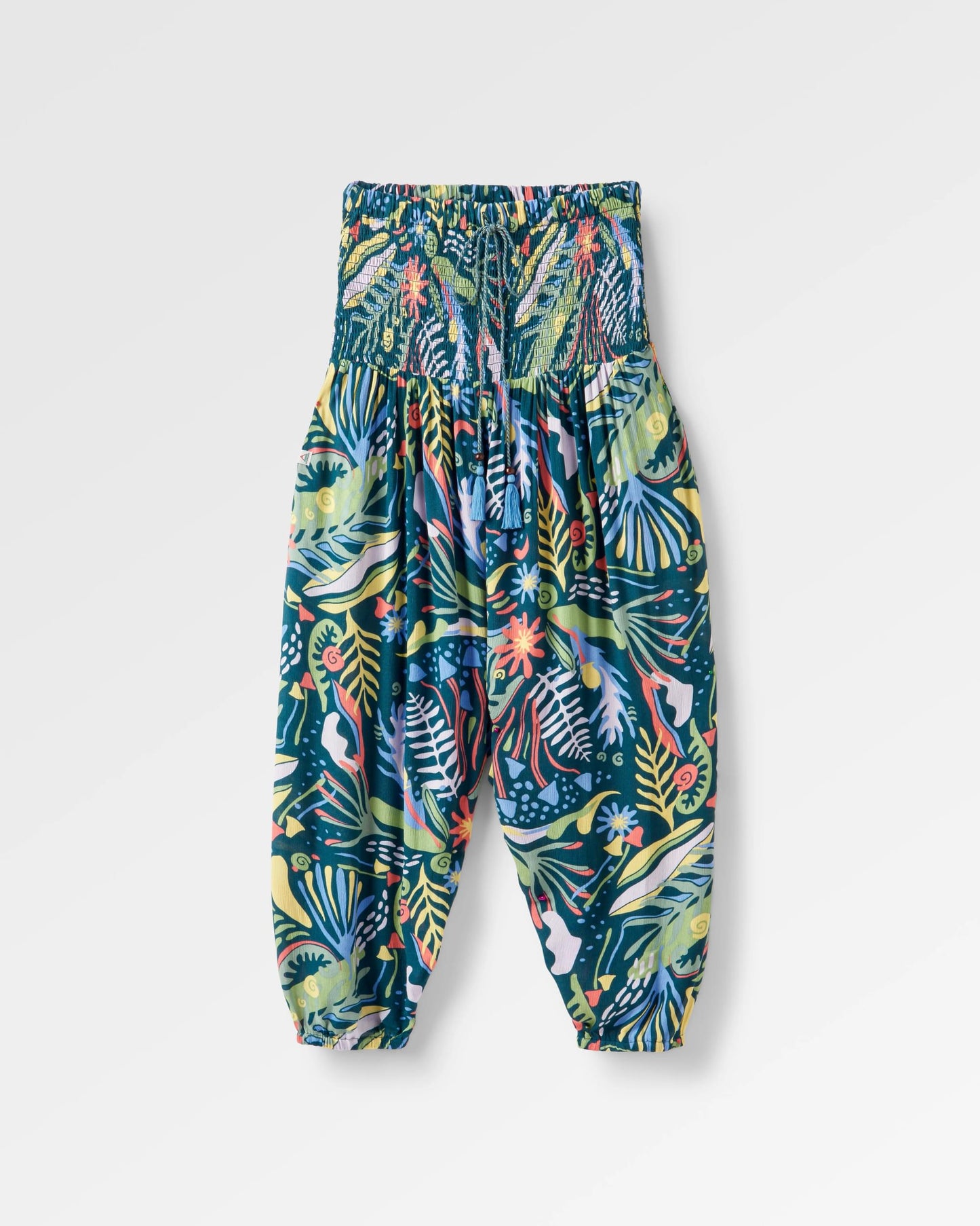 Daylily Printed Loose Trouser - Abstract Seaweed Tidal Blue