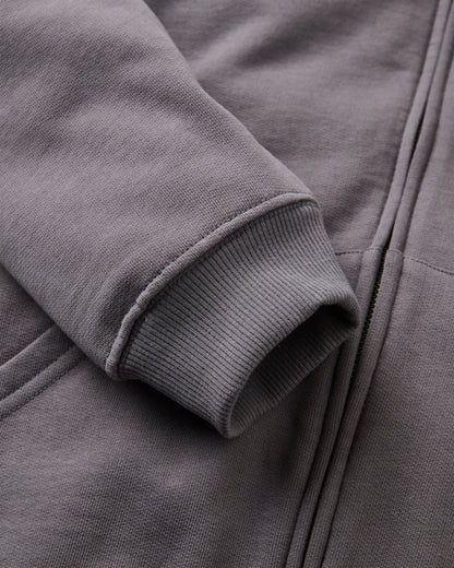 Tall Pines Full Zip Recycled Cotton Hoodie - Charcoal - Flatlay