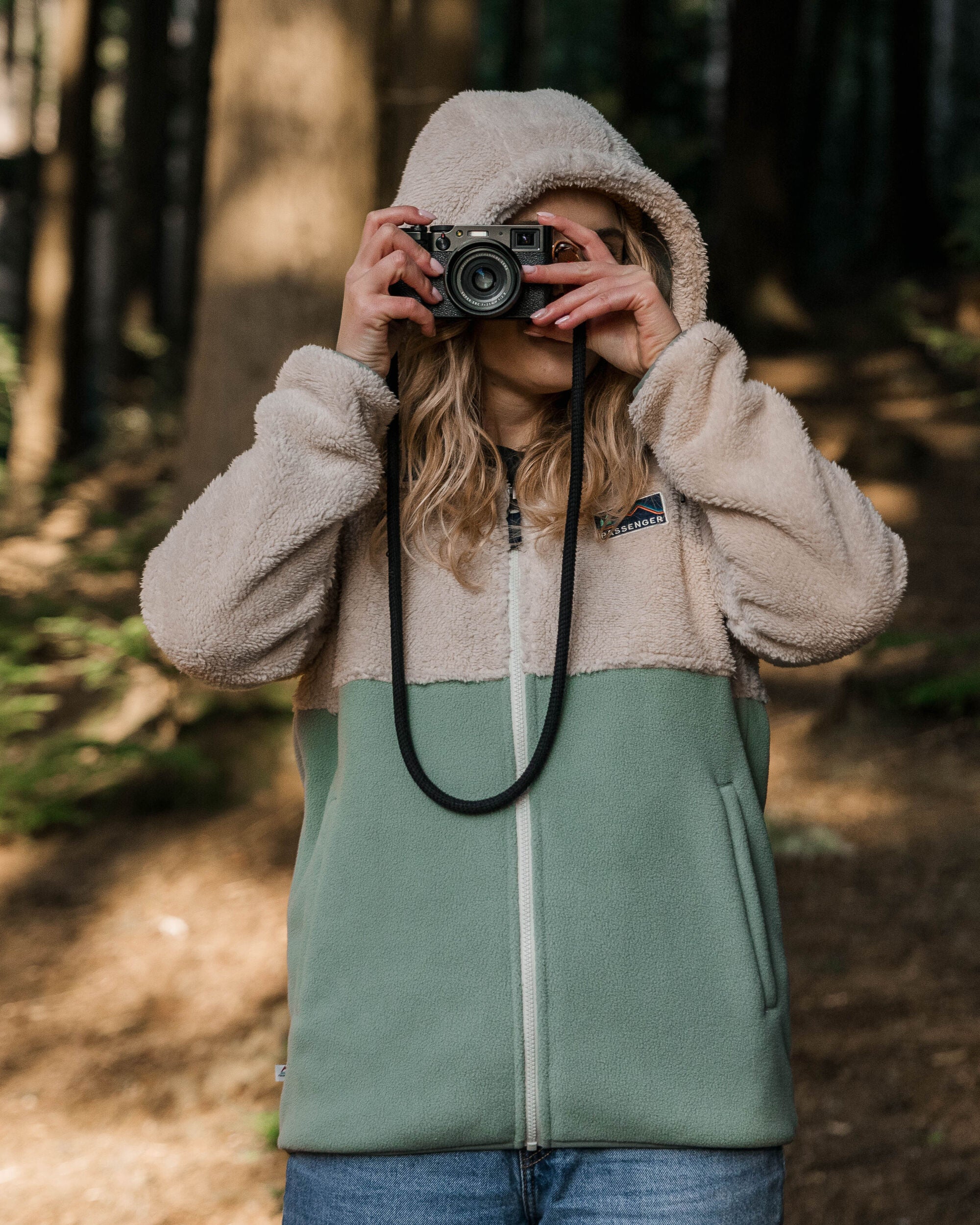 Nestling Recycled Polar-Lined Sherpa Fleece - Vintage White - Lifestyle