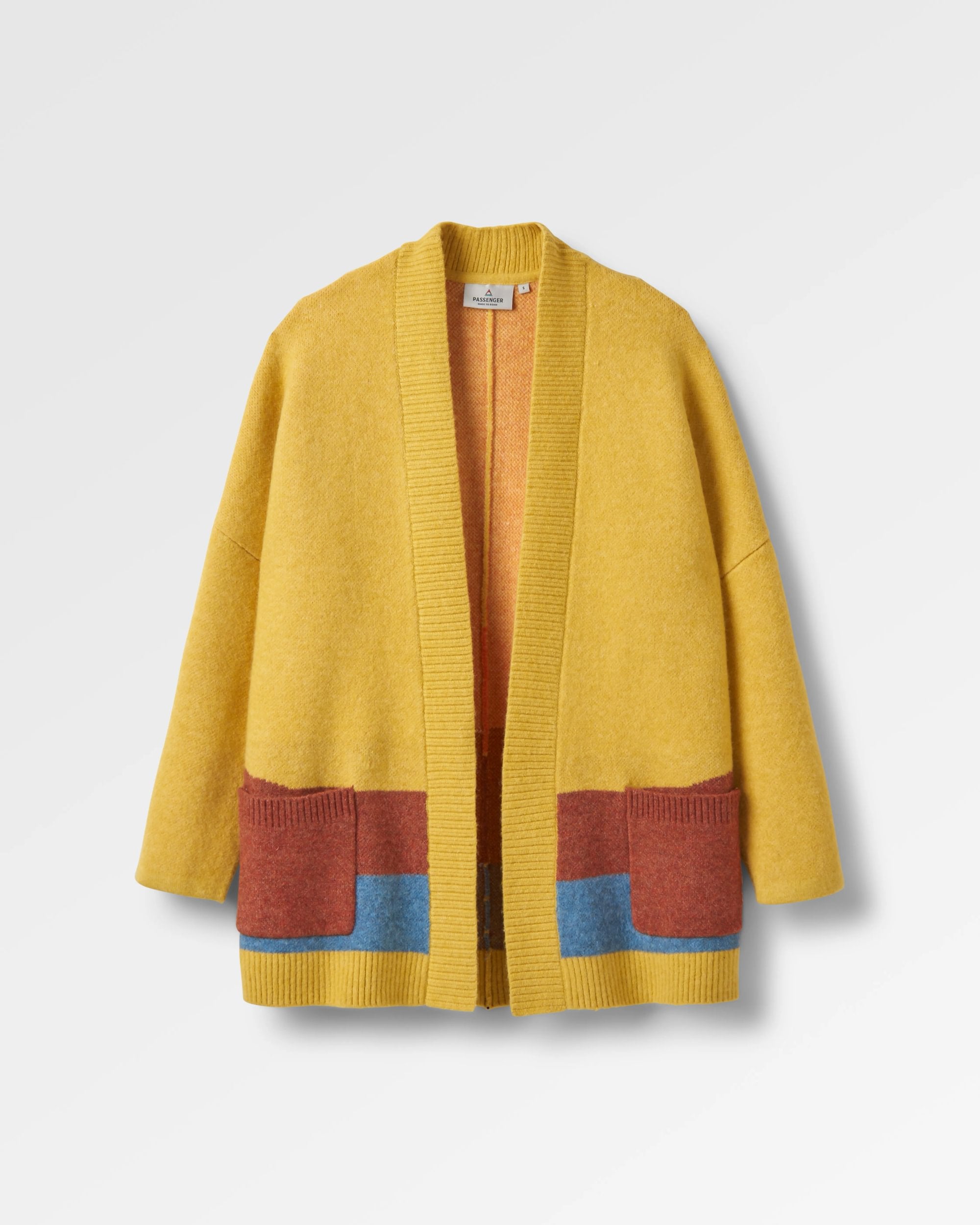 Vista Recycled Knitted Cardigan - Amber Gold - Flatlay