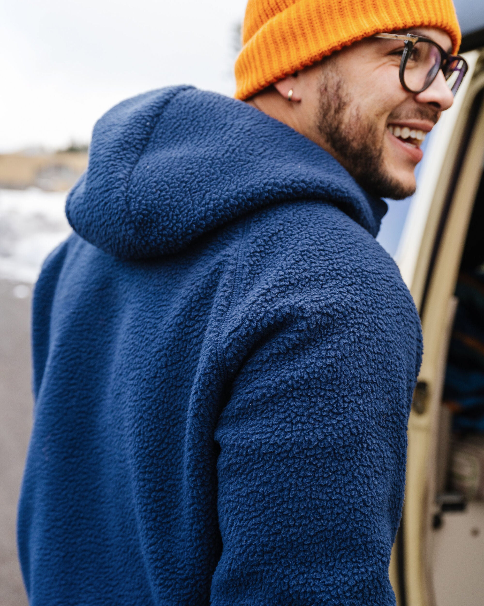 Ventura 1/2 Zip Recycled Sherpa Fleece - Rich Navy - Lifestyle