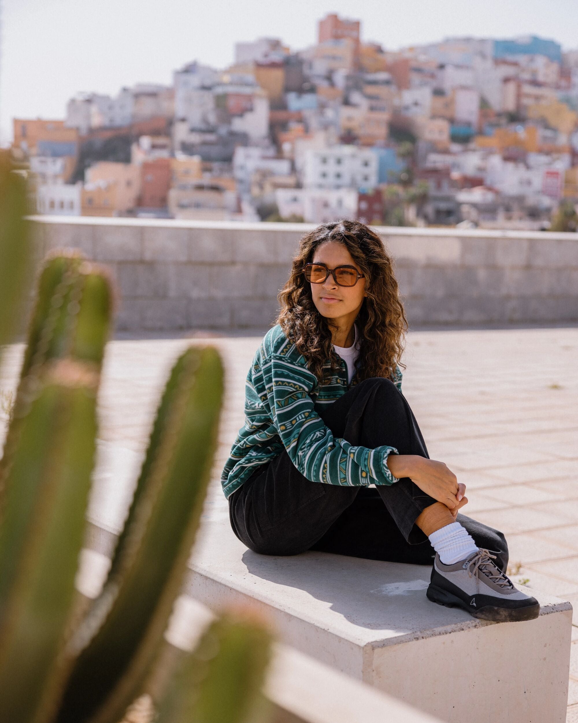 Ayla Micro Polartec® Fleece - Geo Stripe Mediterranean - Lifestyle