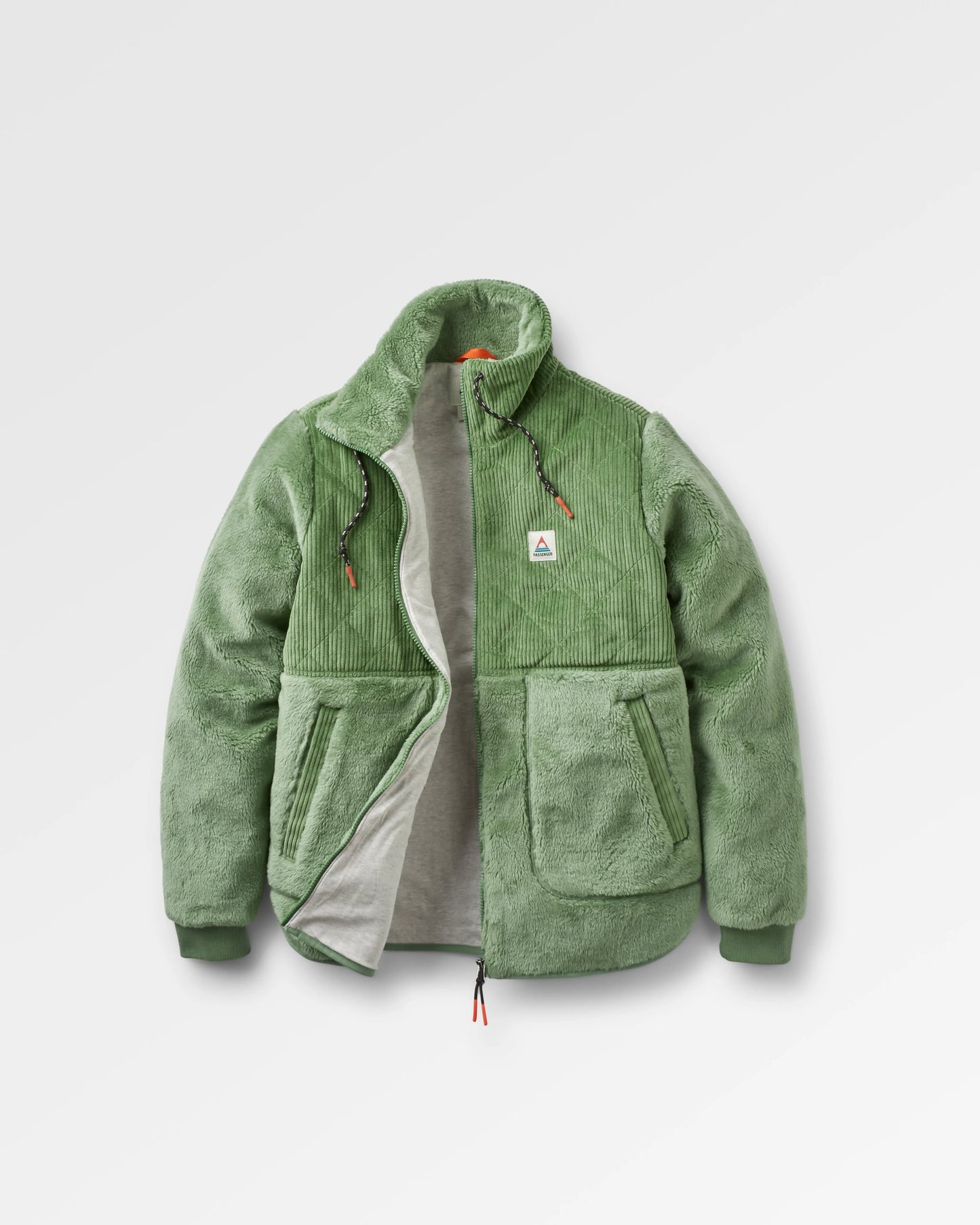 Awaken Recycled Deep-Pile Sherpa Fleece - Stem Green - Flatlay