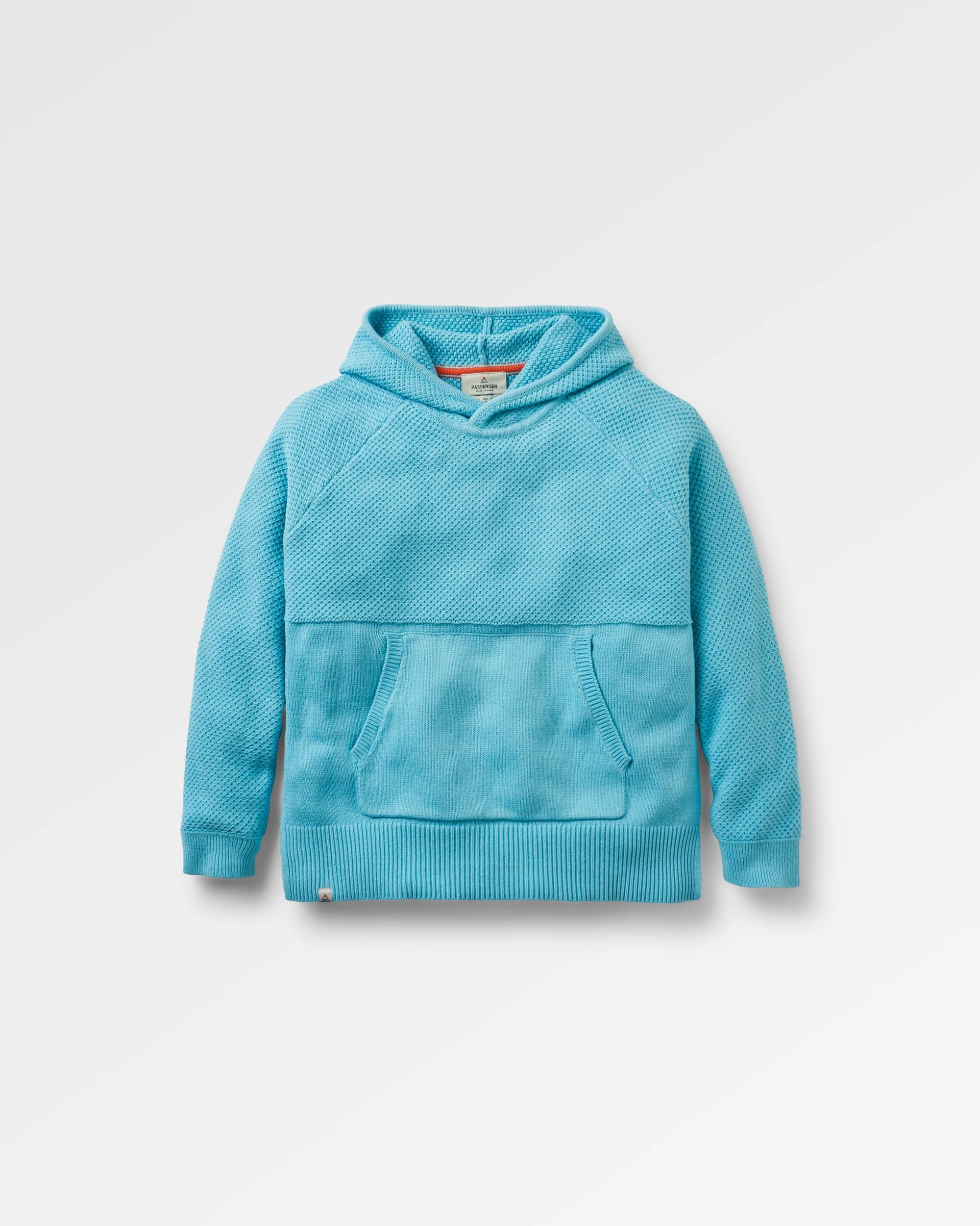 Cove Organic Cotton Knitted Hoodie - Retro Blue  - Flatlay