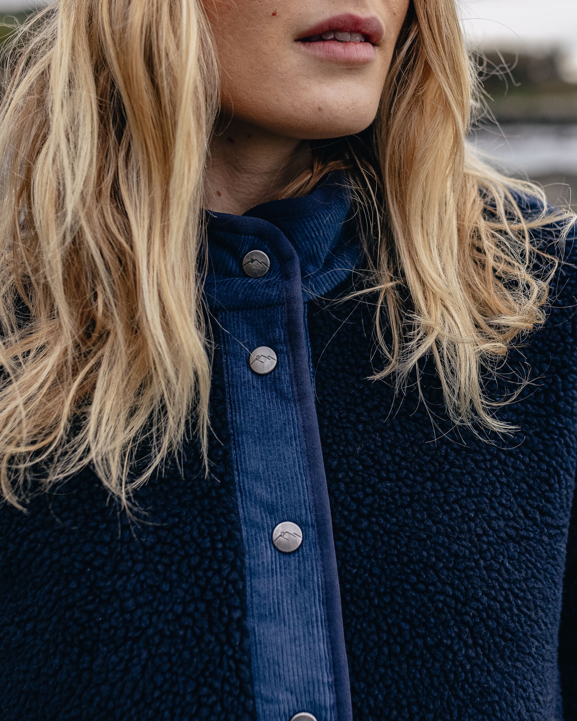 Clover Recycled Sherpa Fleece - Deep Navy - Lifestyle