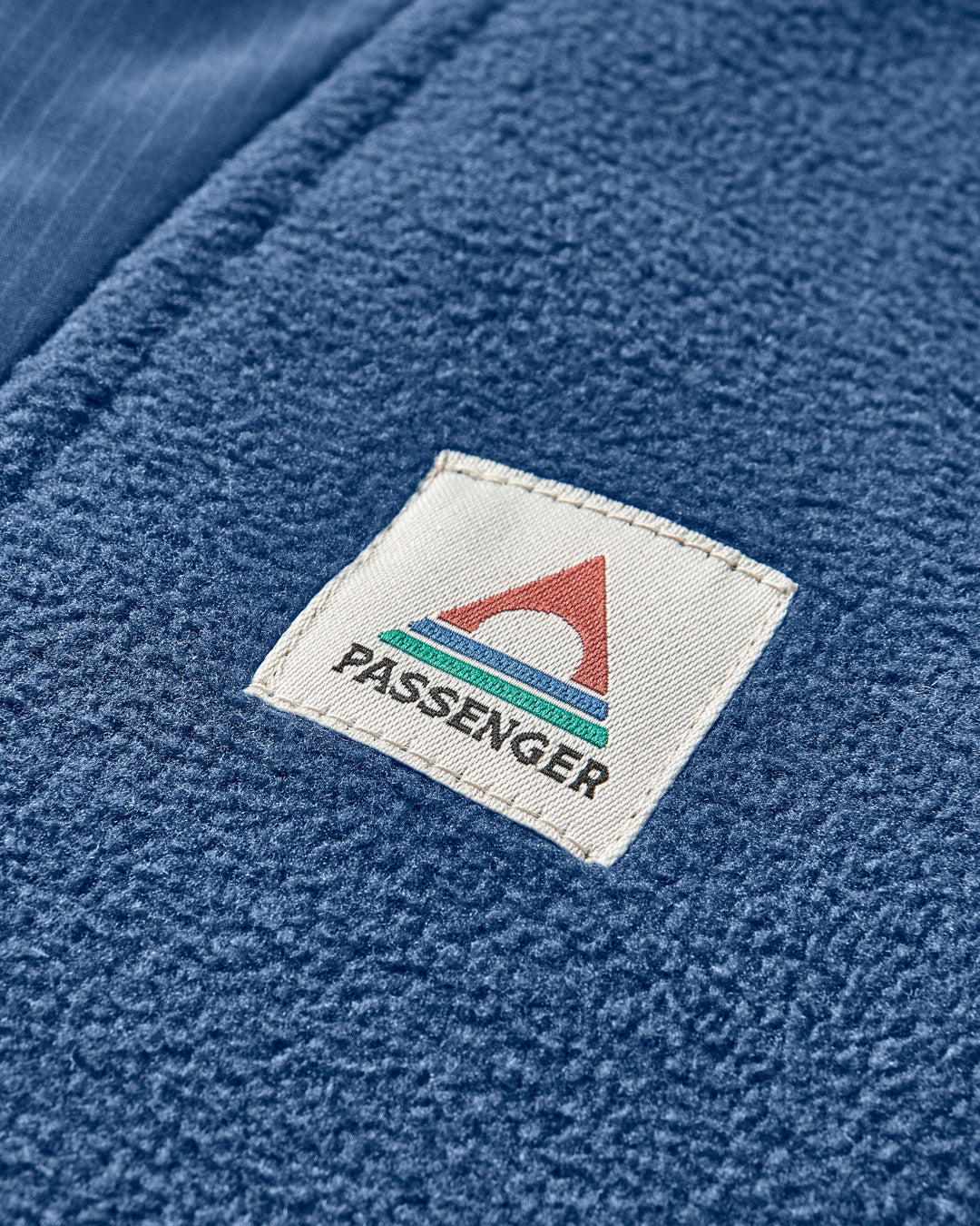 Woodland Hooded 1/2 Zip Recycled Polar Fleece - Dark Denim/Oatmeal - Flatlay