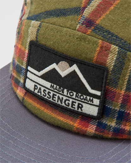 Fixie Recycled Flannel 5 Panel Cap - Khaki Check