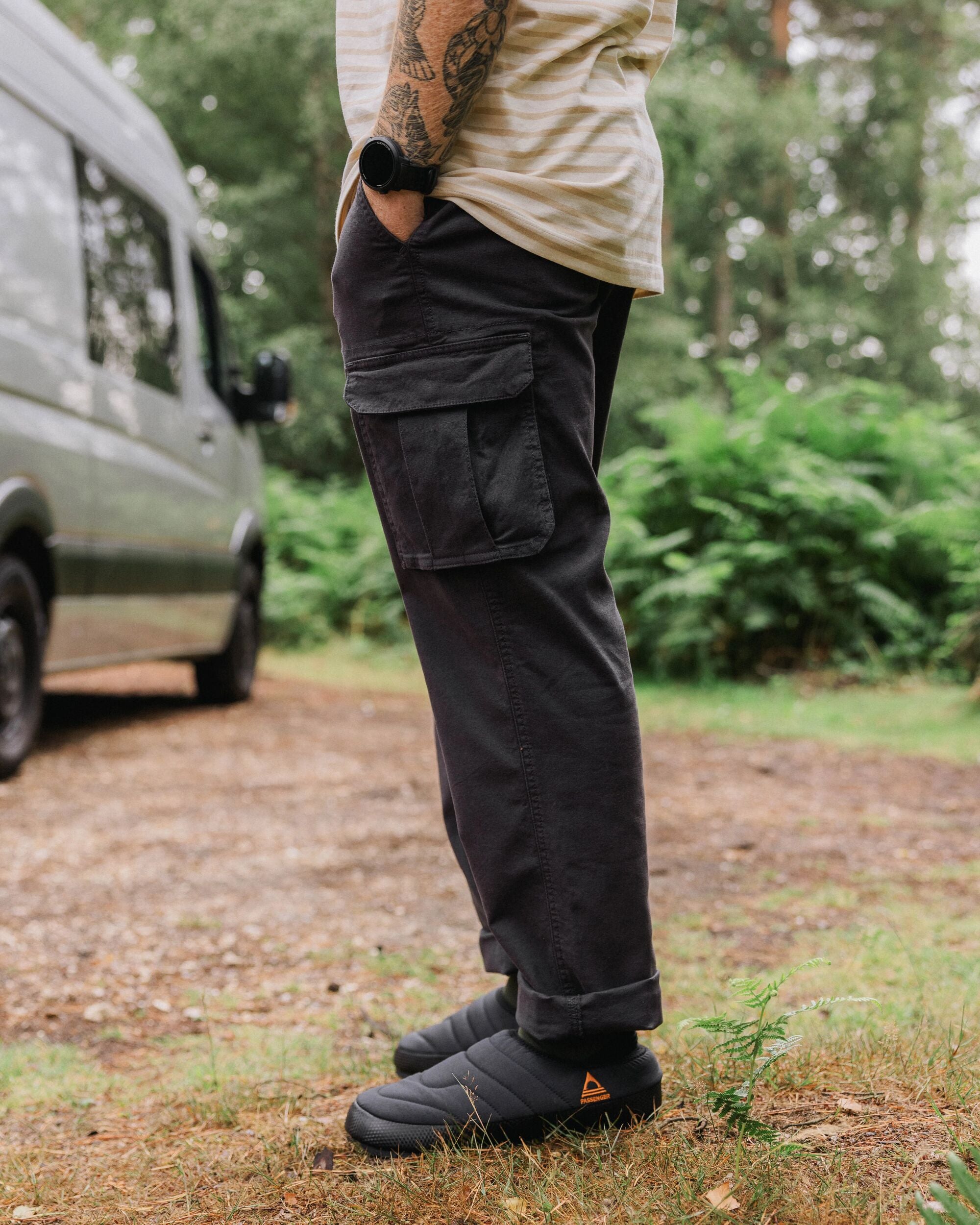 Lakeside Cargo Cotton Trouser - Faded Black - Lifestyle