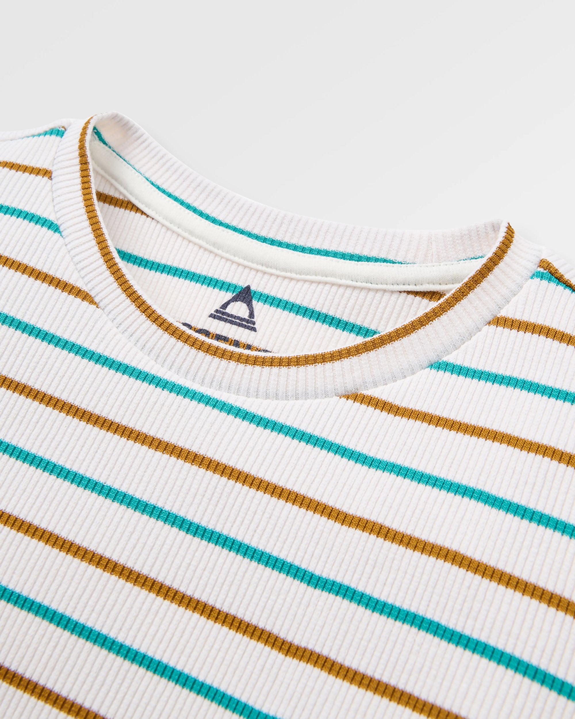 Out There Ribbed T-Shirt - Spruce Yellow/Aqua Stripe - Flatlay