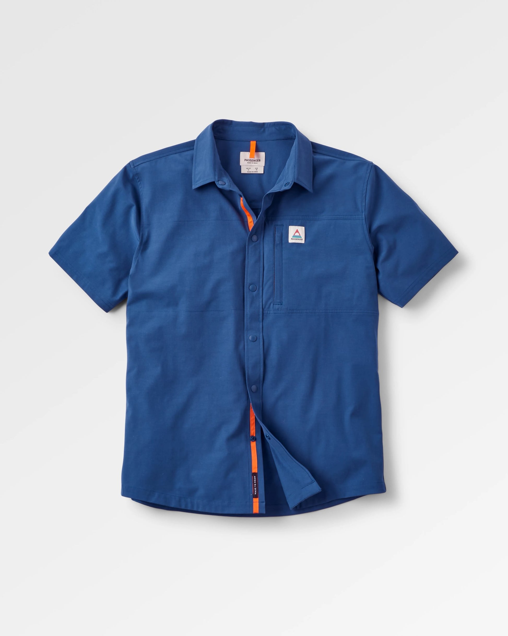 Traveller Short Sleeve Stretch Shirt - Dark Denim - Flatlay