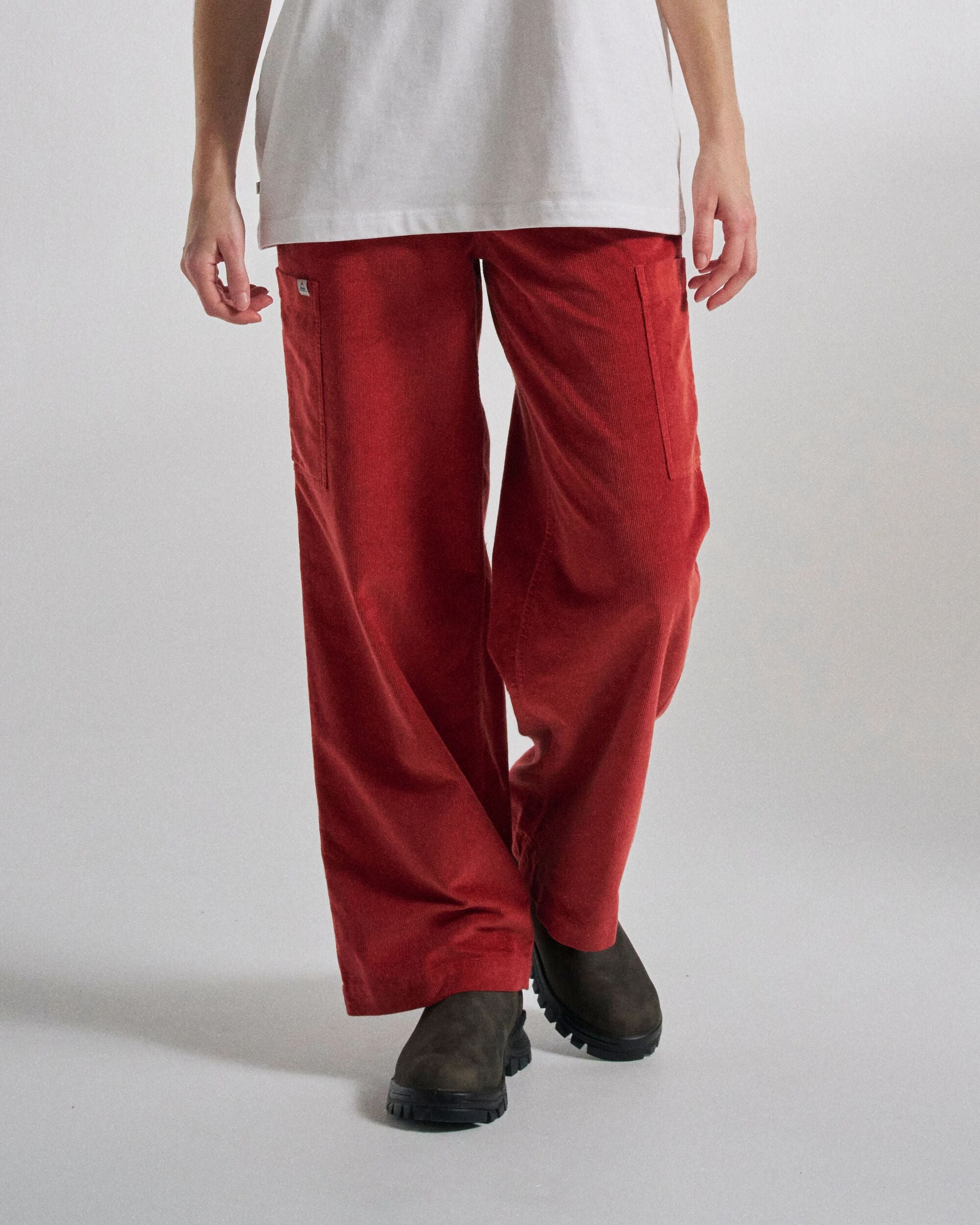 Someday Organic Cotton Corduroy Trouser - Red Ochre - Studio Model