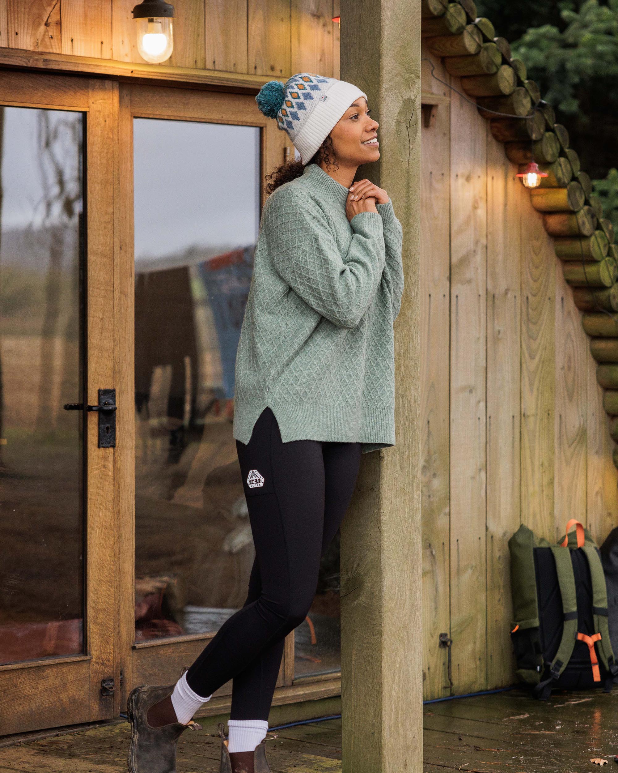 Hinterland Recycled Knitted Jumper - Pistachio - Lifestyle