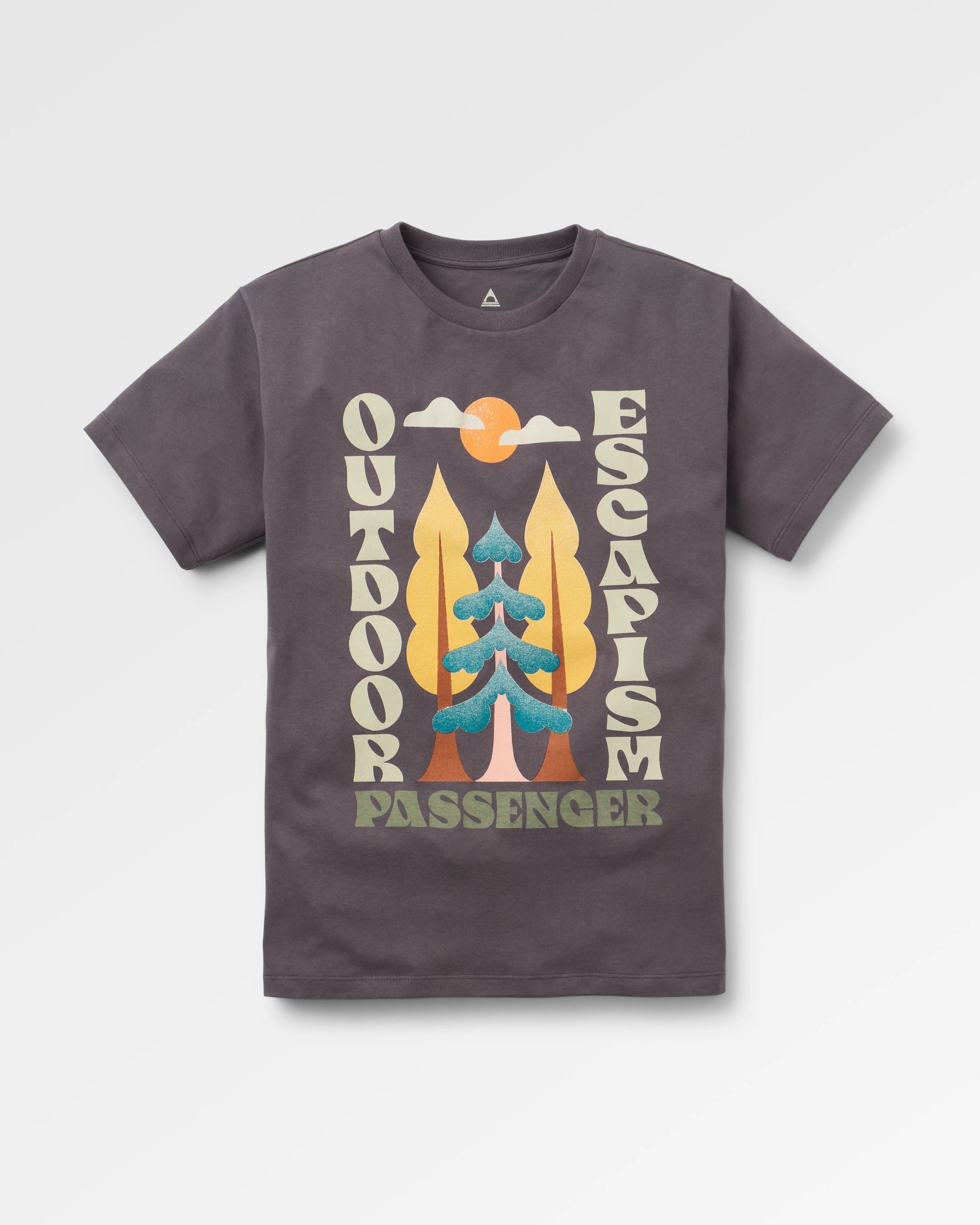 Tall Pines Women's Recycled Cotton T-shirt - Charcoal - Flatlay