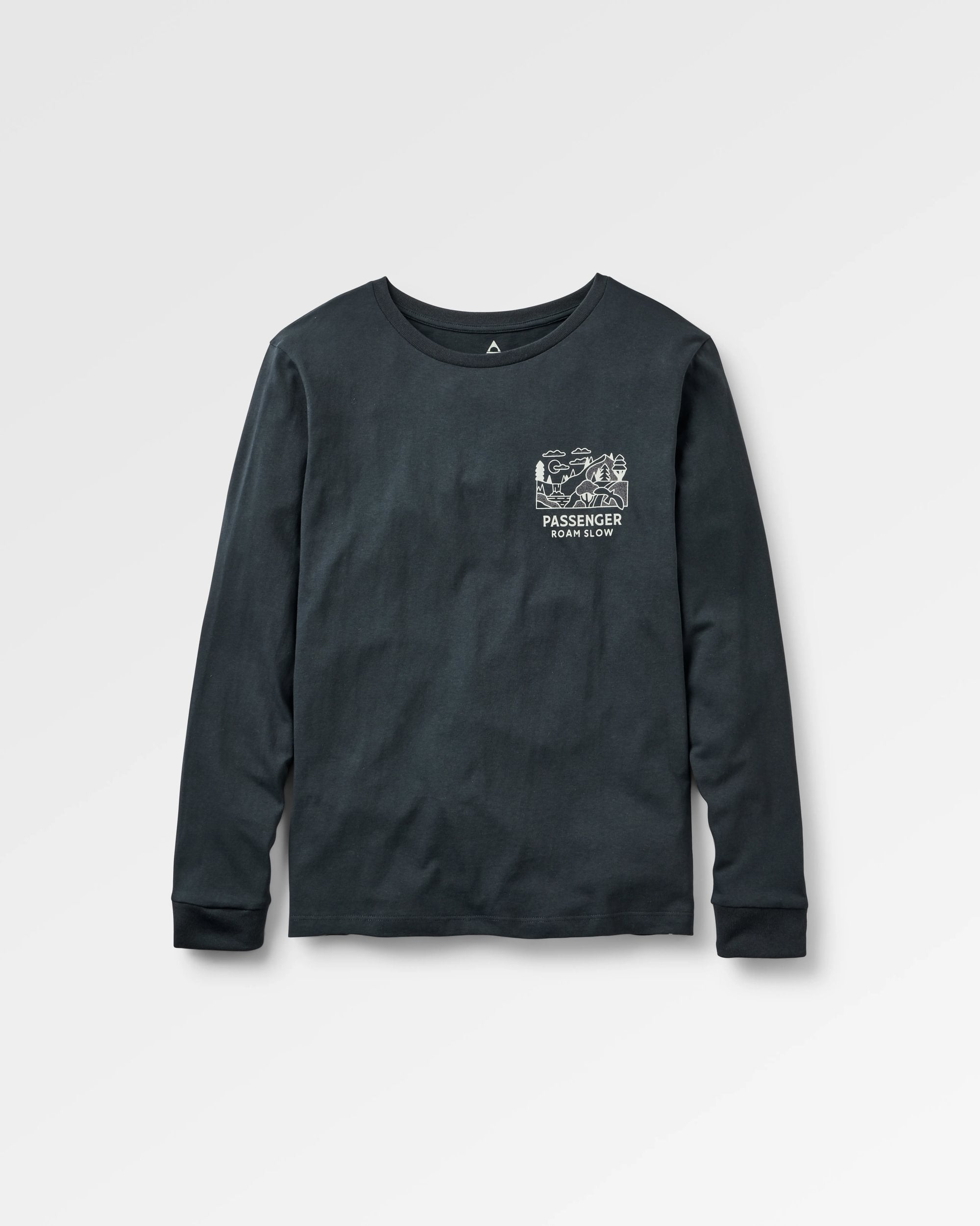 Roam Slow Women's Recycled Cotton LS T-Shirt - Black - Flatlay