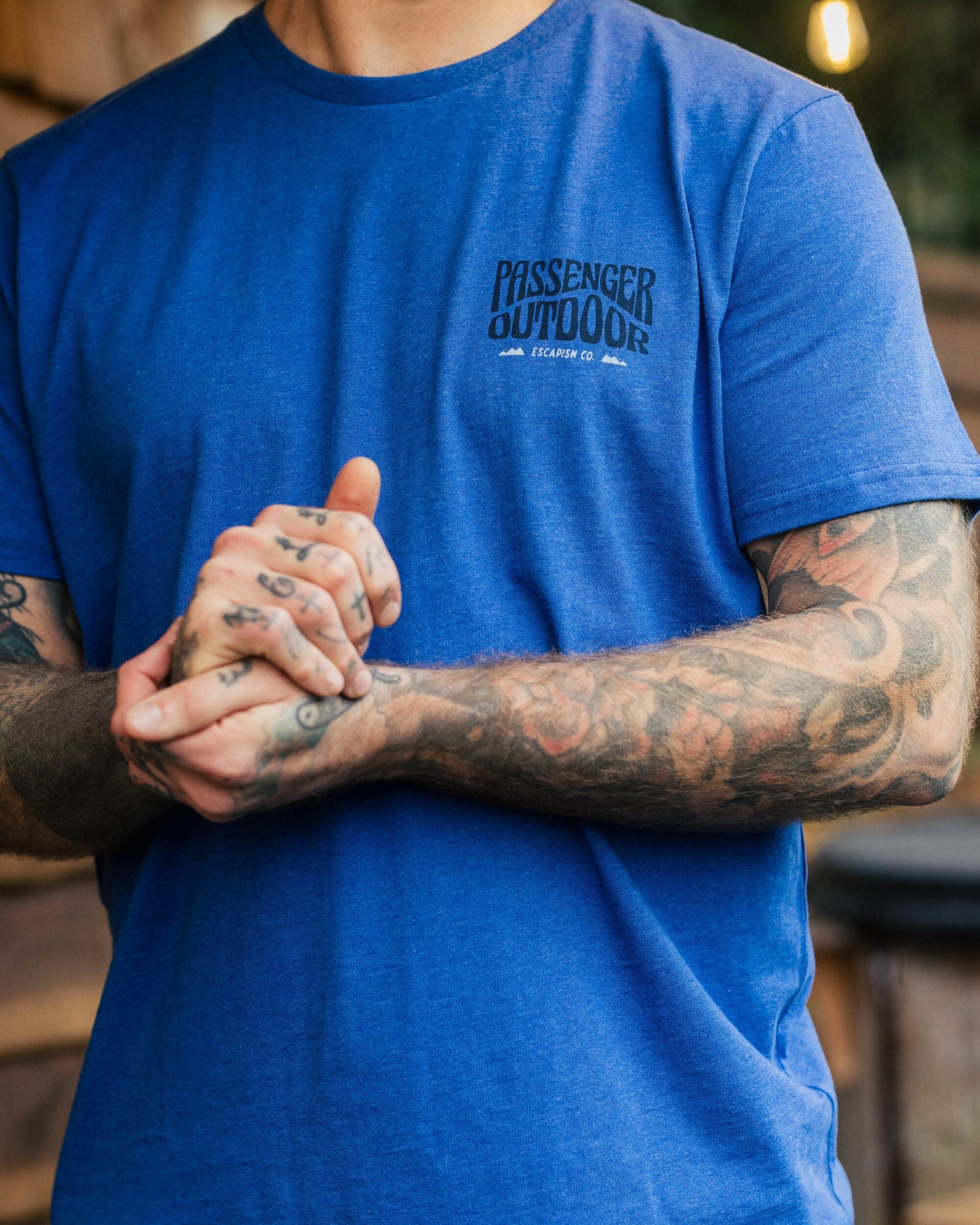 Yuca Organic Cotton T-Shirt - Azure Blue Marl - Lifestyle