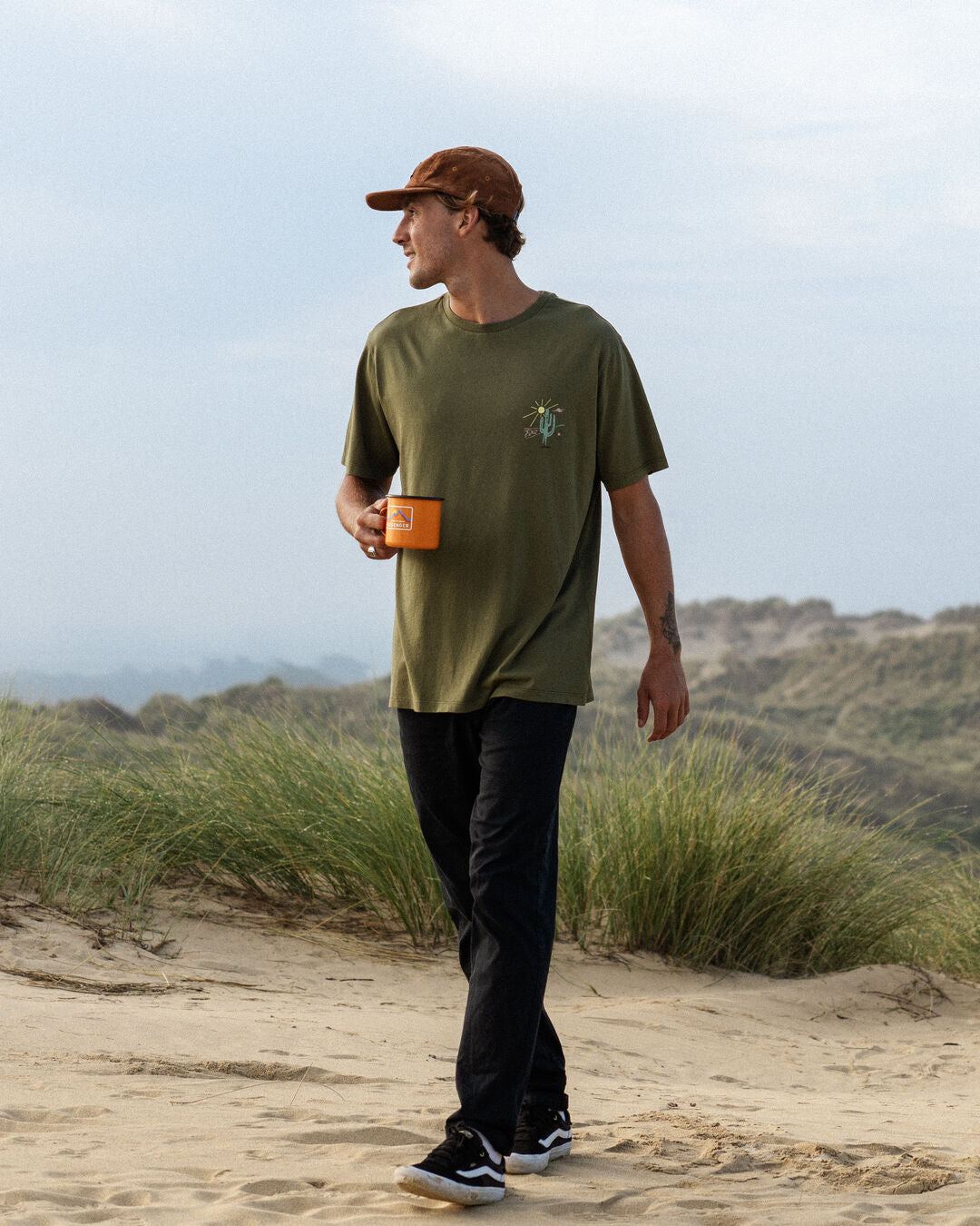 Tizana Recycled Cotton T-Shirt - Khaki - Lifestyle