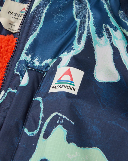 Waves Recycled Sherpa Lined Changing Robe - Frost Rich Navy - Flatlay