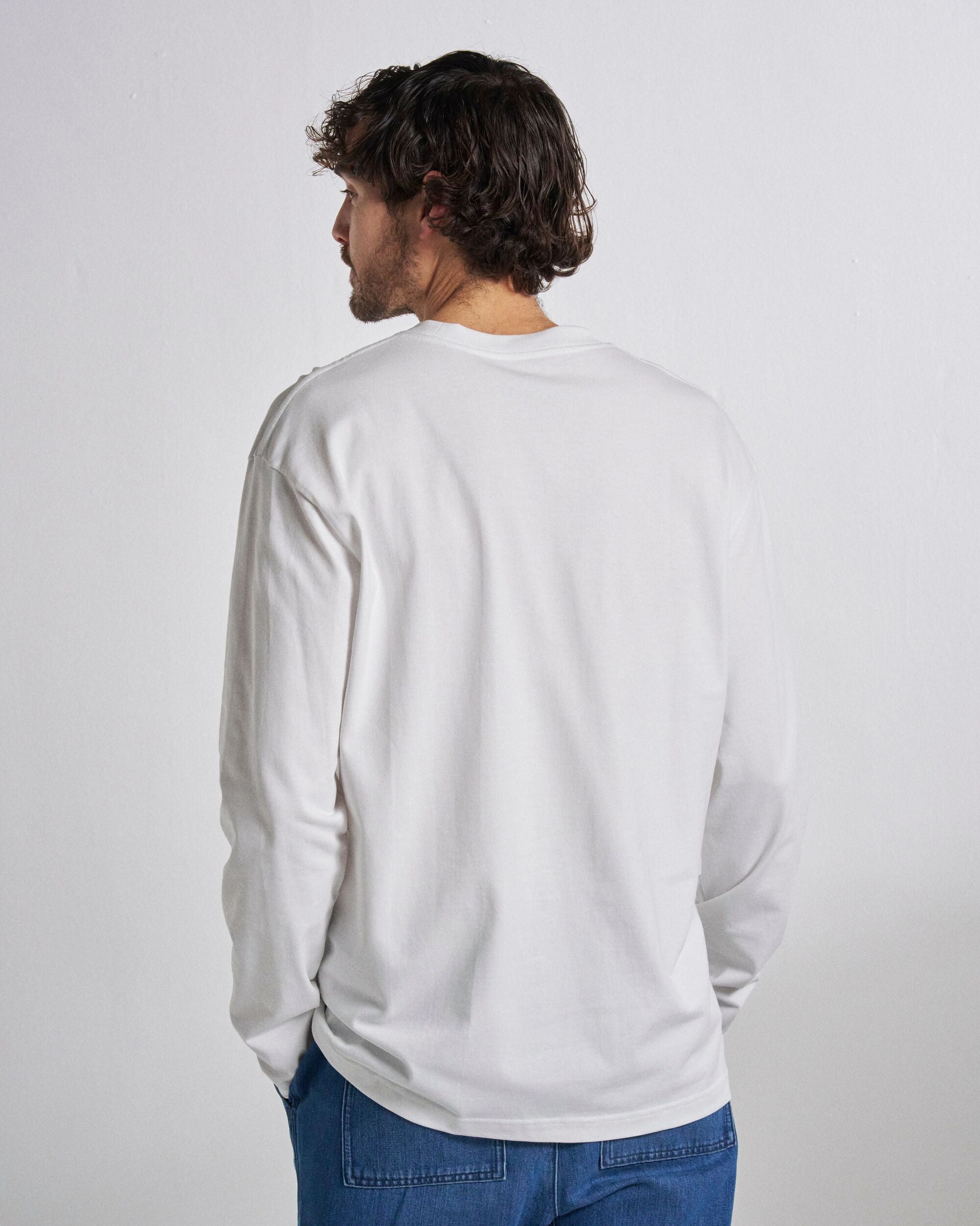Vita Organic Cotton Relaxed Fit LS T-shirt - White - Studio Model