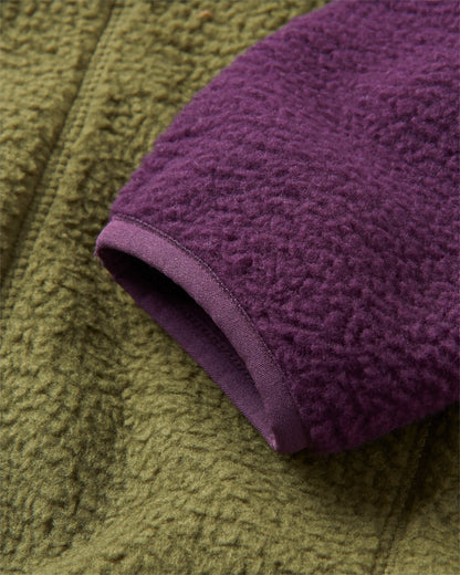 Home Recycled Sherpa Fleece - Deep Plum/Khaki