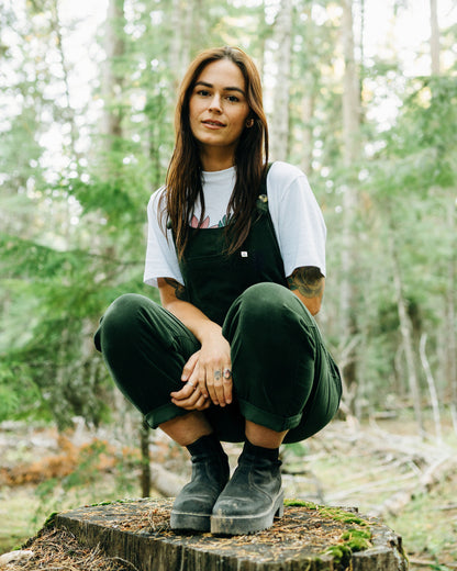 Meadows Organic Cotton Cord Dungarees - Fir Tree - Lifestyle