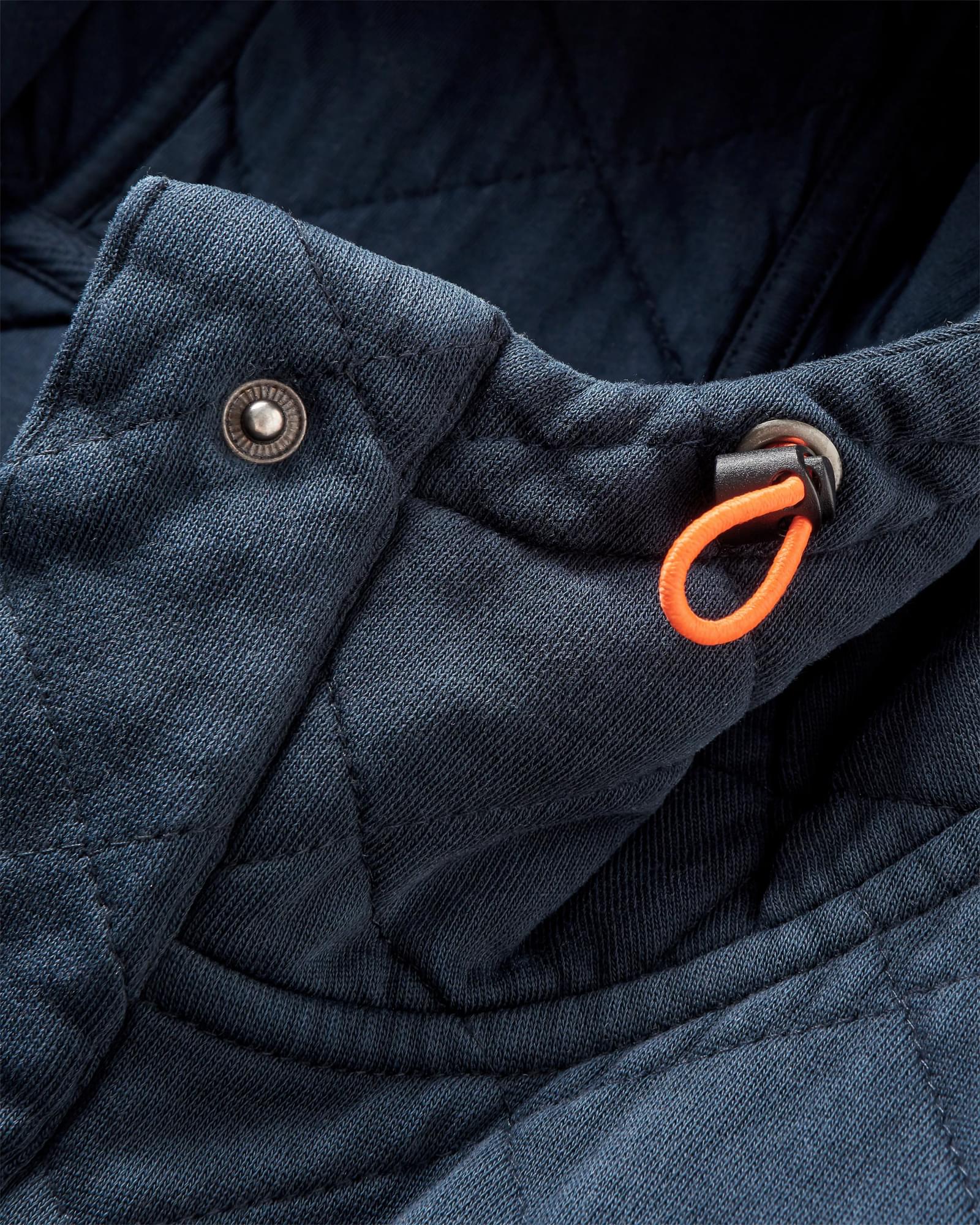 Clementine Recycled Quilted Popper Up Hoodie - Deep Navy