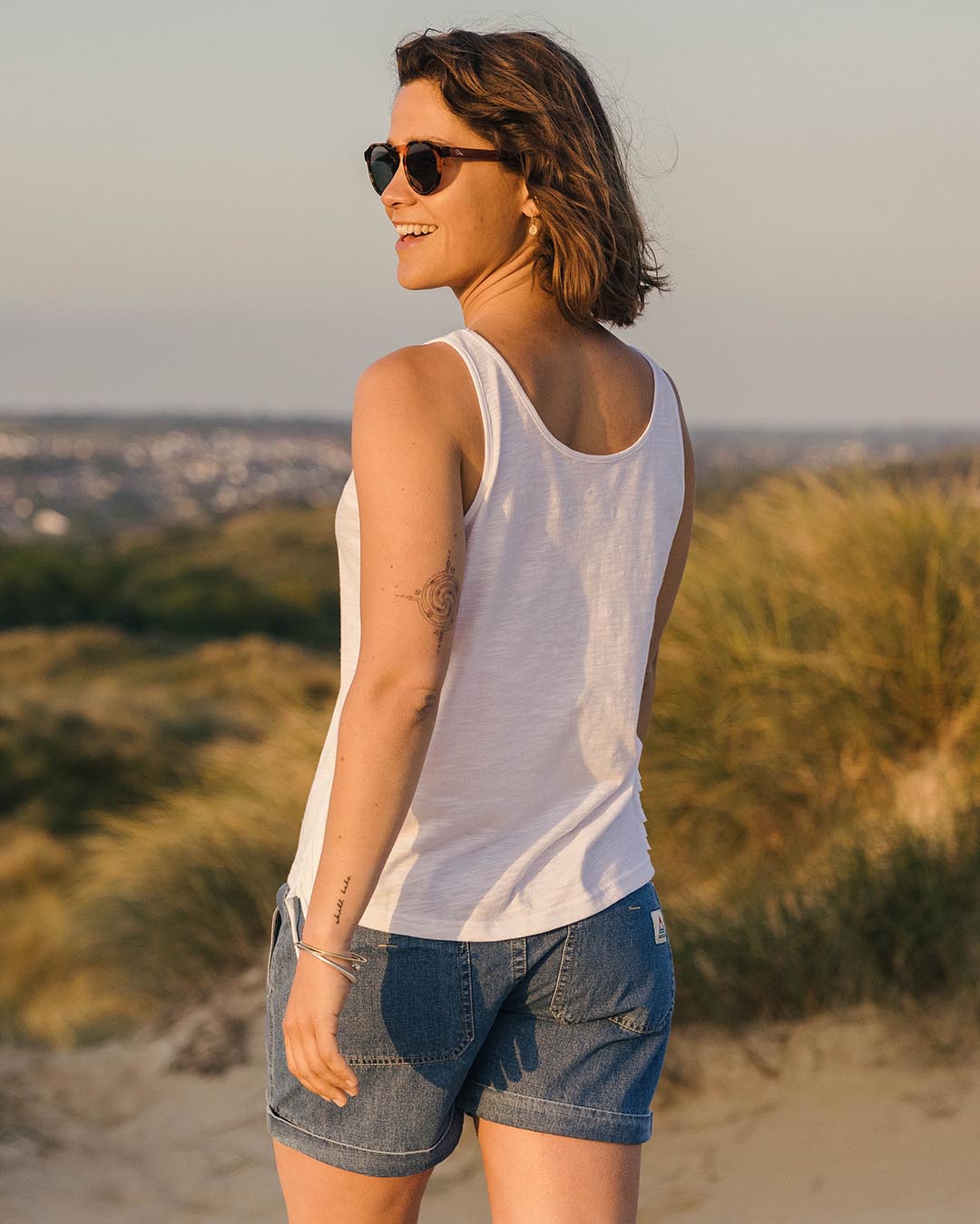 Poppy Recycled Cotton Tassel Vest - White