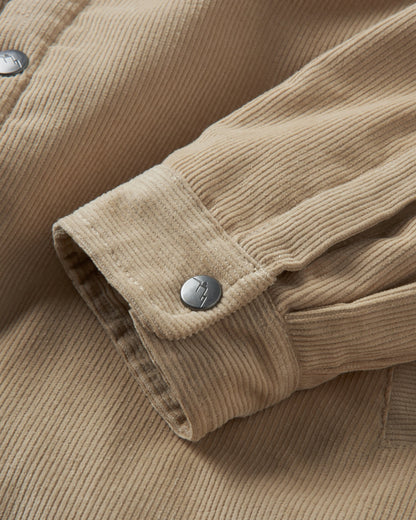 Kodiak Sherpa Lined Cord Overshirt - Stone - Flatlay