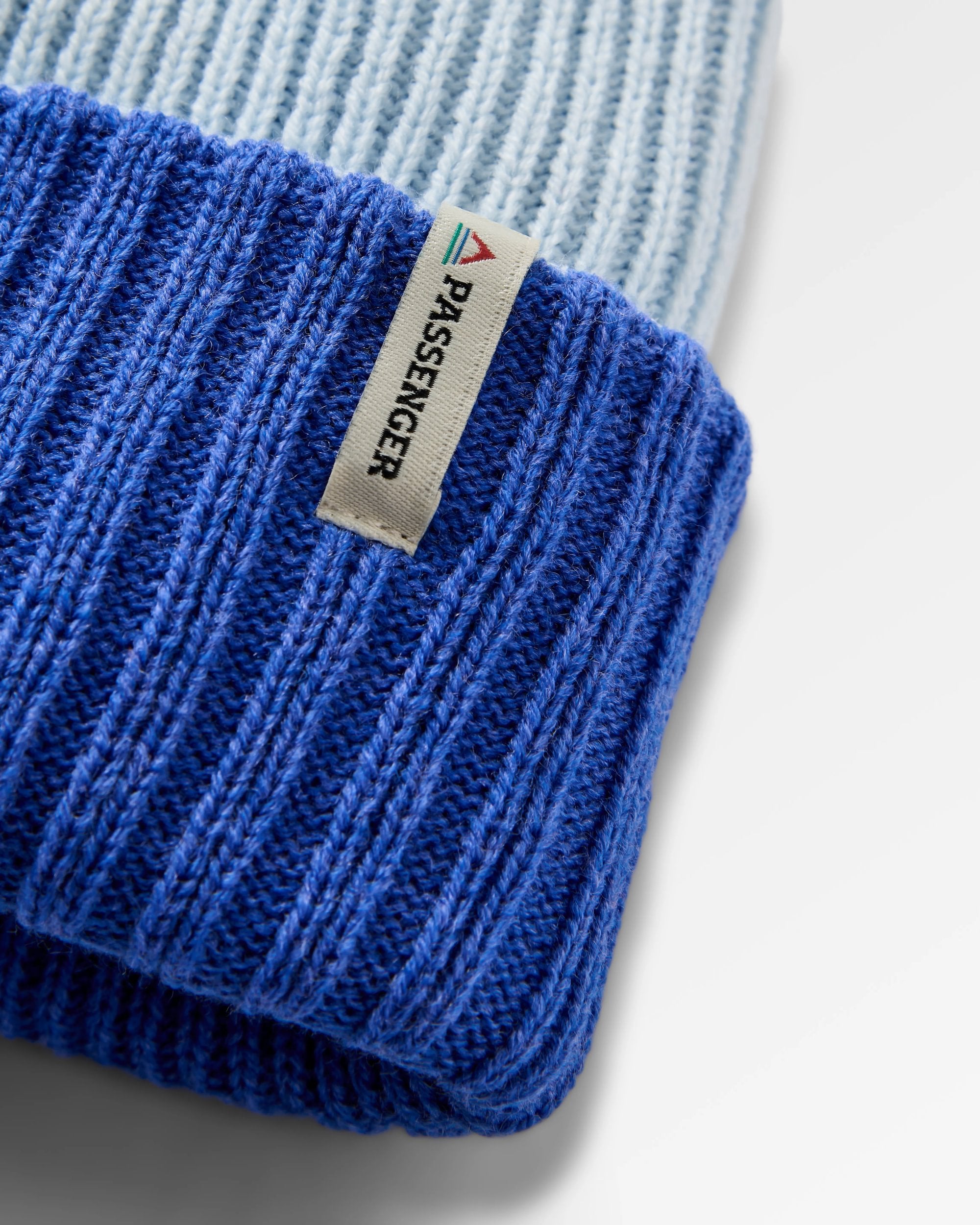 Outlook Reversible Recycled Beanie - Ice Blue / Electric Blue - Flatlay