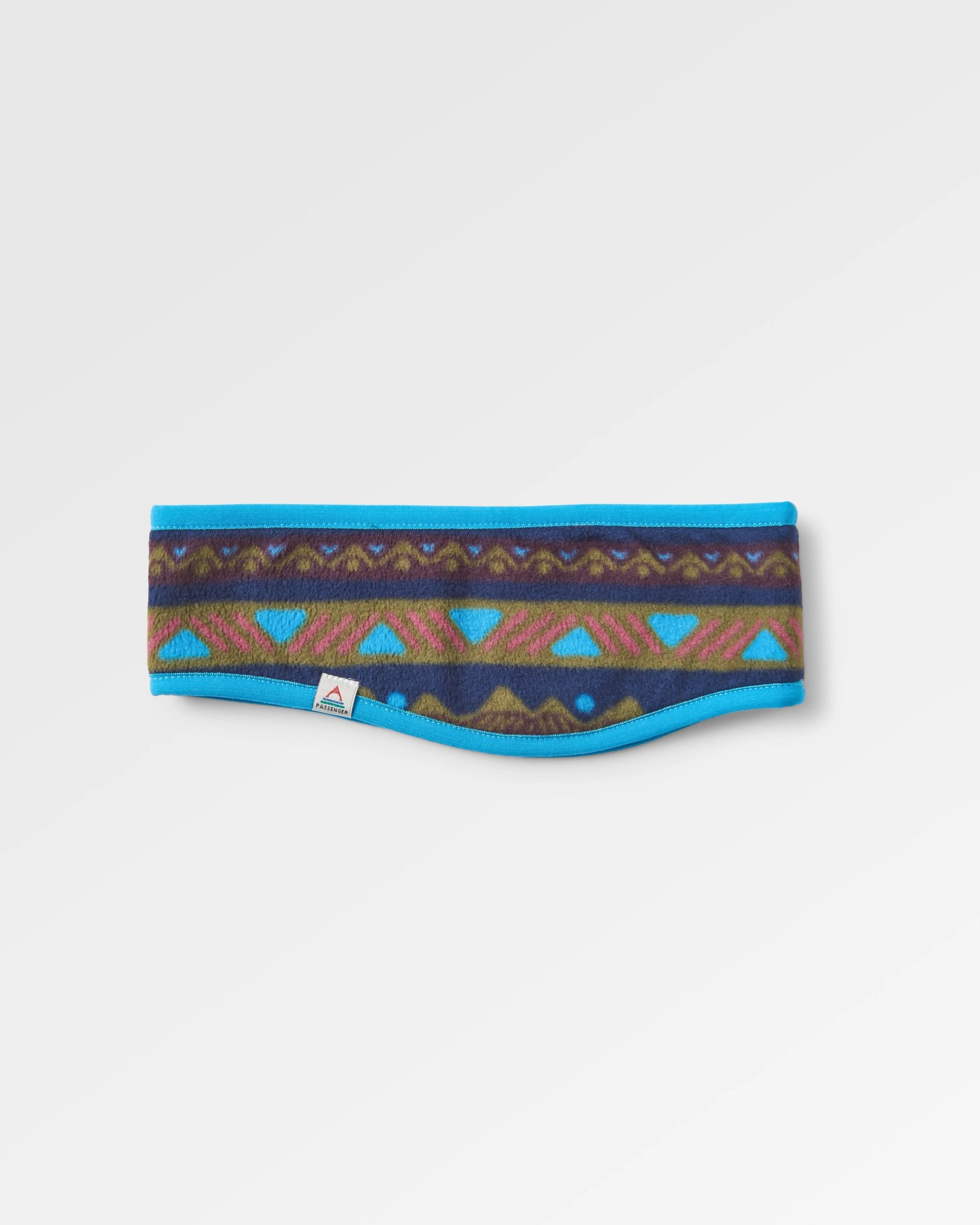 Cosy Recycled Polar Fleece Headband - Mountain Geo Multi - Flatlay