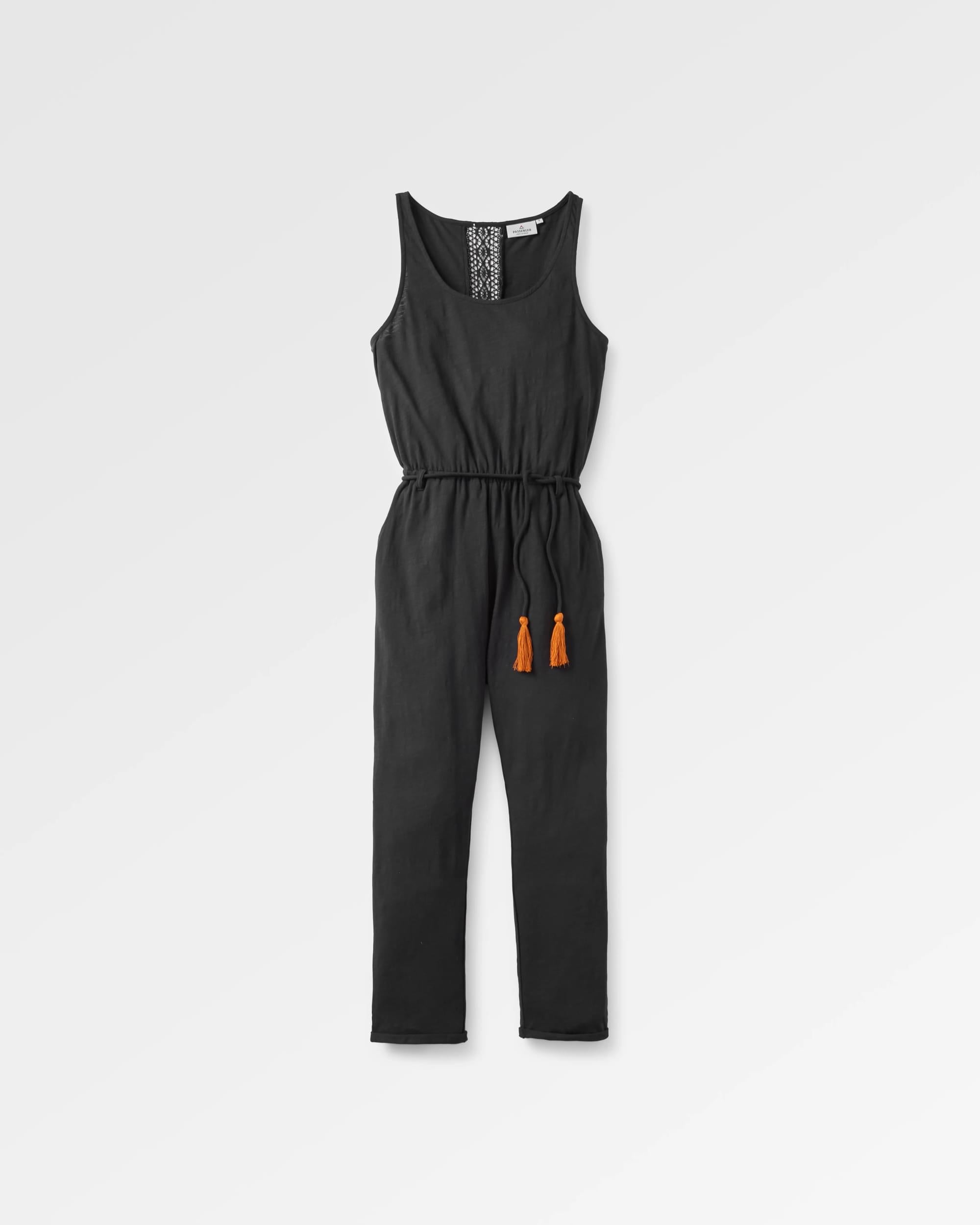 Eva Recycled Cotton Jumpsuit - Black - Flatlay