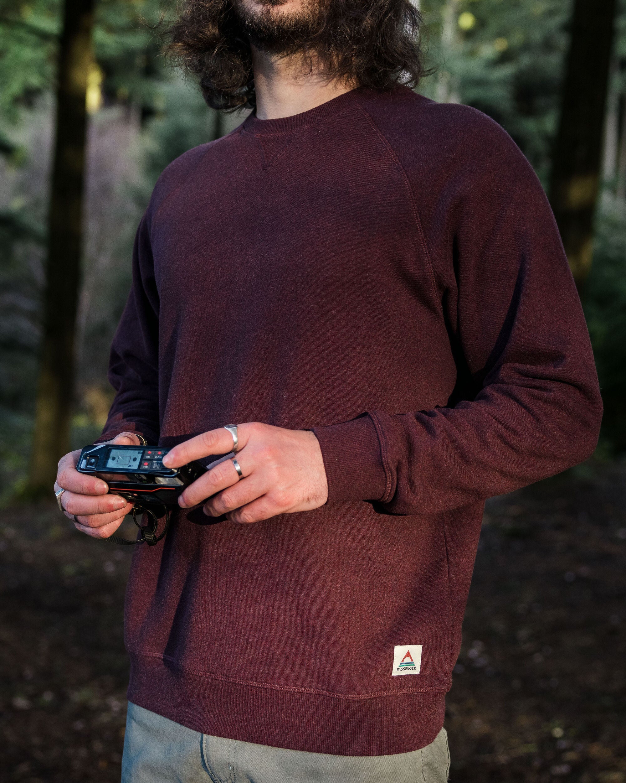 Heritage Recycled Cotton Sweatshirt - Wine Marl - Lifestyle