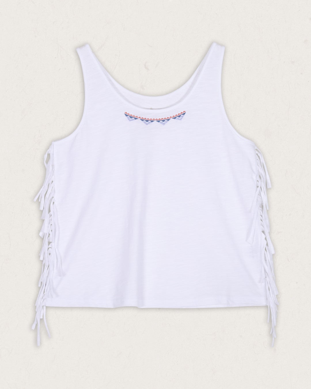 Poppy Recycled Cotton Tassel Vest - White