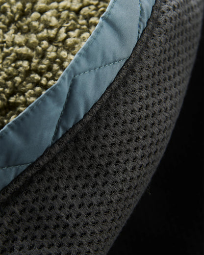 Joy Full Zip Hooded Sherpa Fleece - Dusty Olive - Flatlay