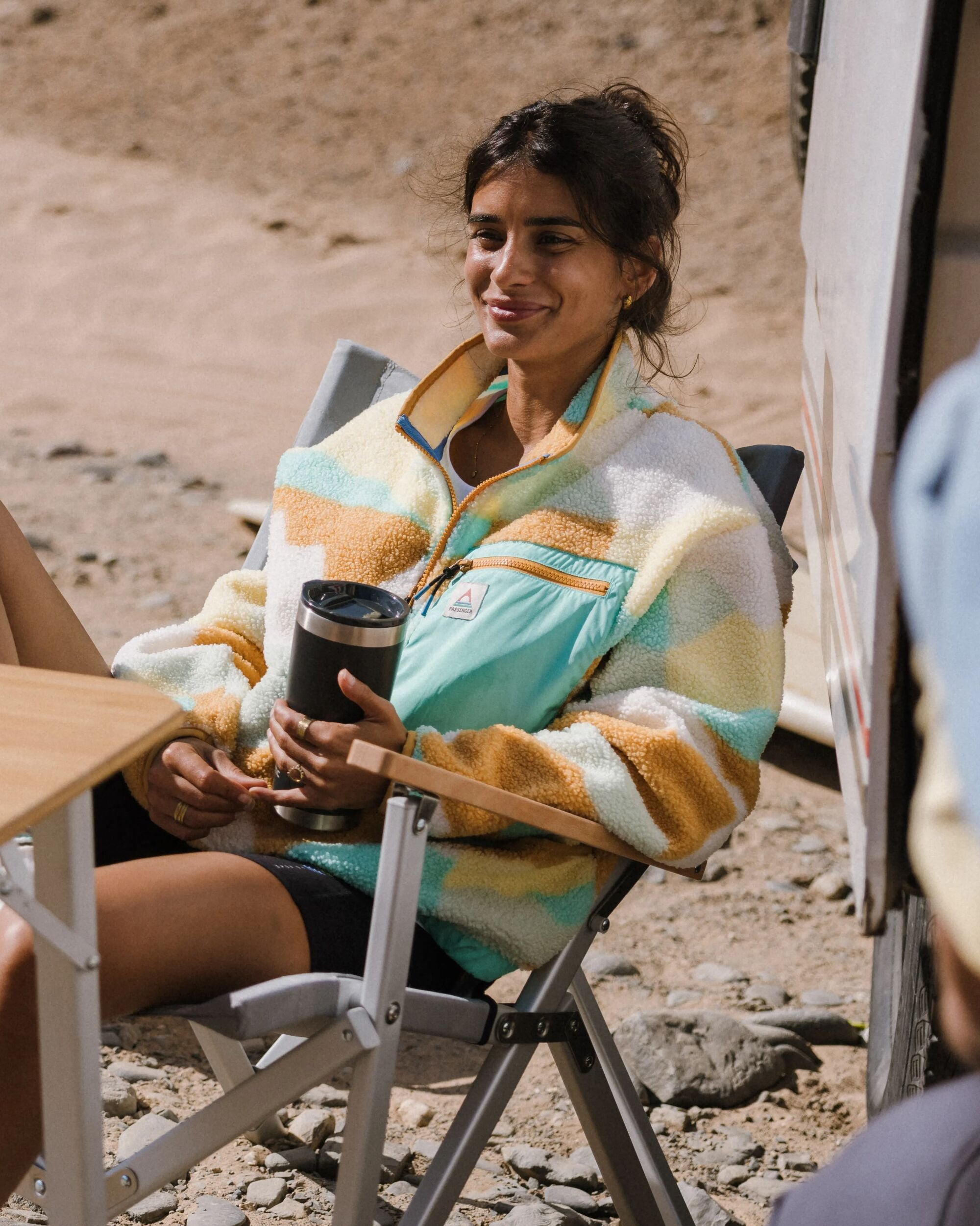 Ravi Recycled Sherpa Fleece - Vista Patchwork Yellow - Lifestyle