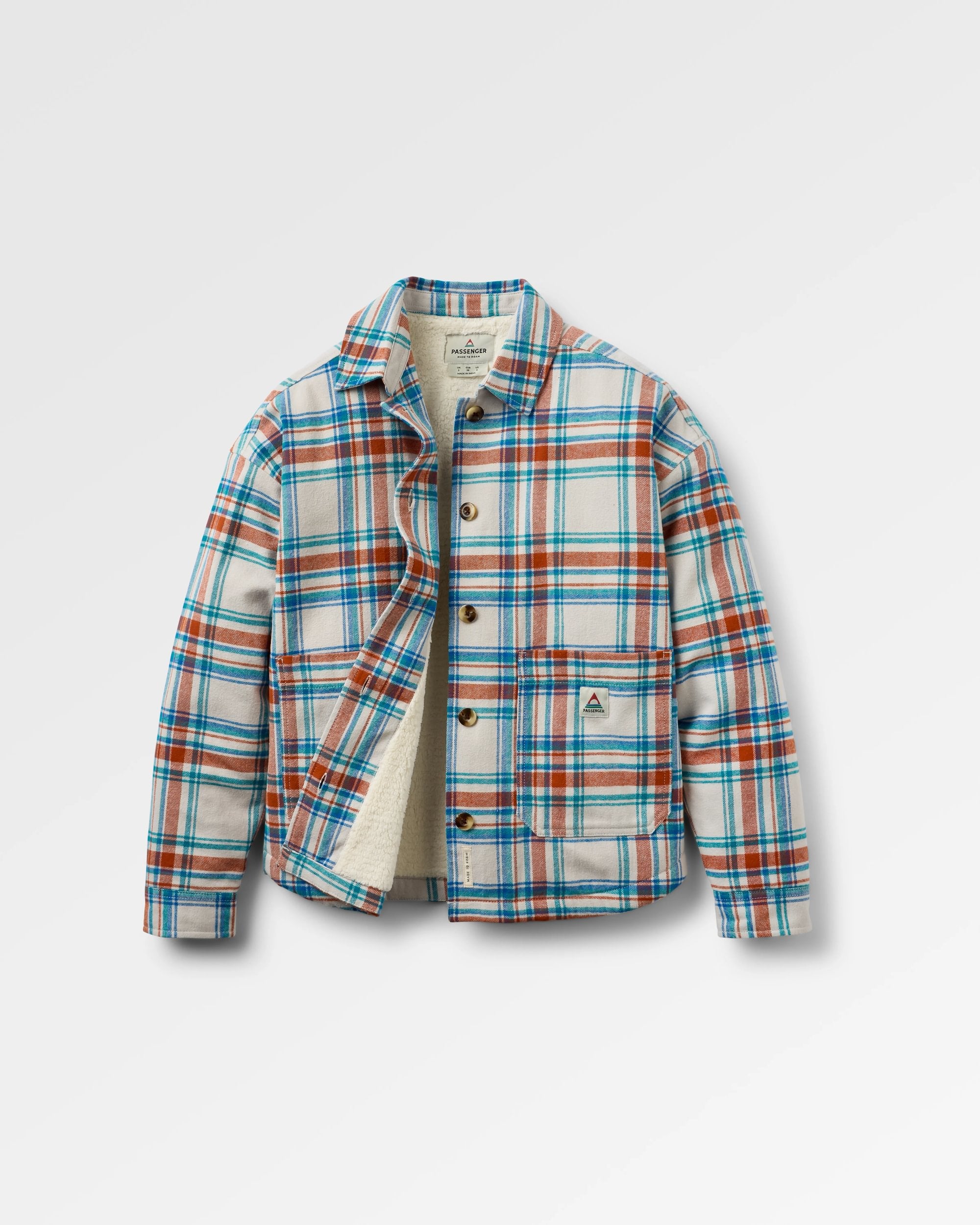 Flint Organic Cotton Overshirt - Vintage White Check - Flatlay