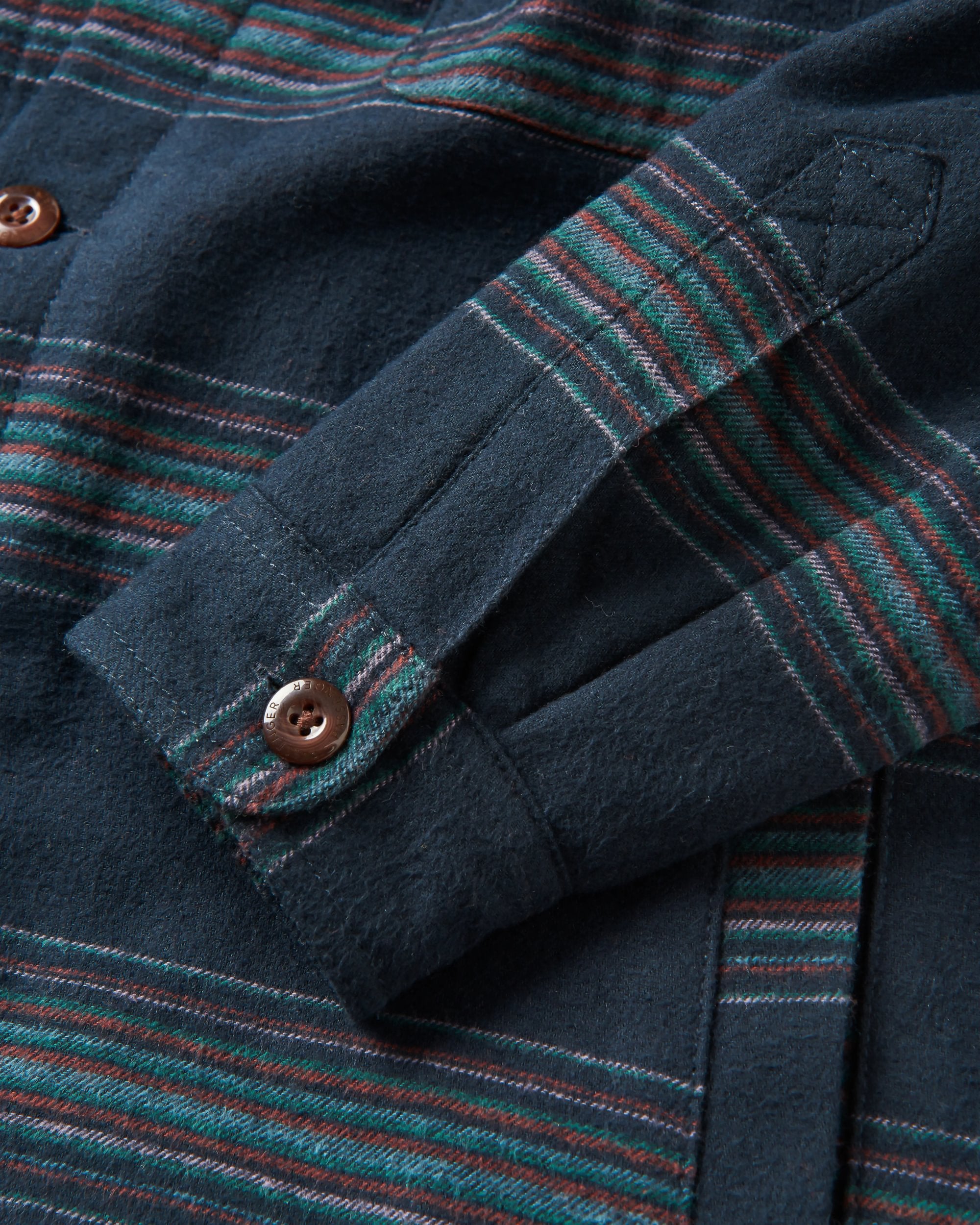 Sherwood Check Hooded Overshirt - Black Stripe - Flatlay