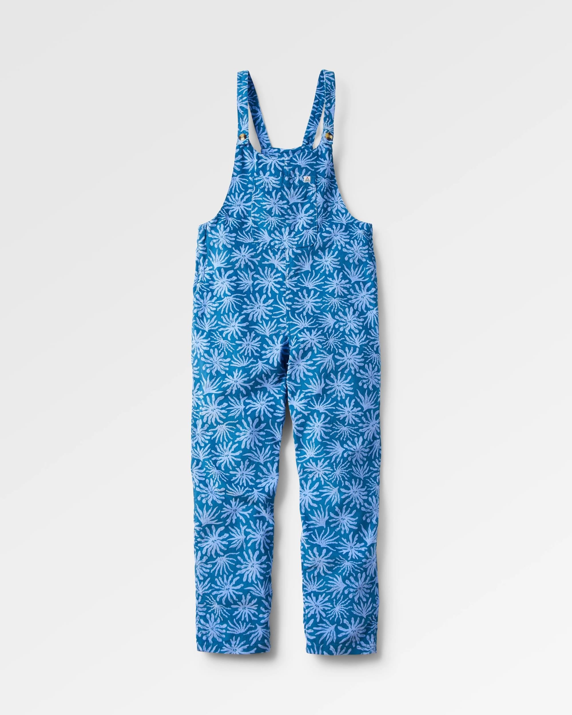 Meadows Organic Cotton Cord Dungarees - Seaweed Blue Steel - Flatlay