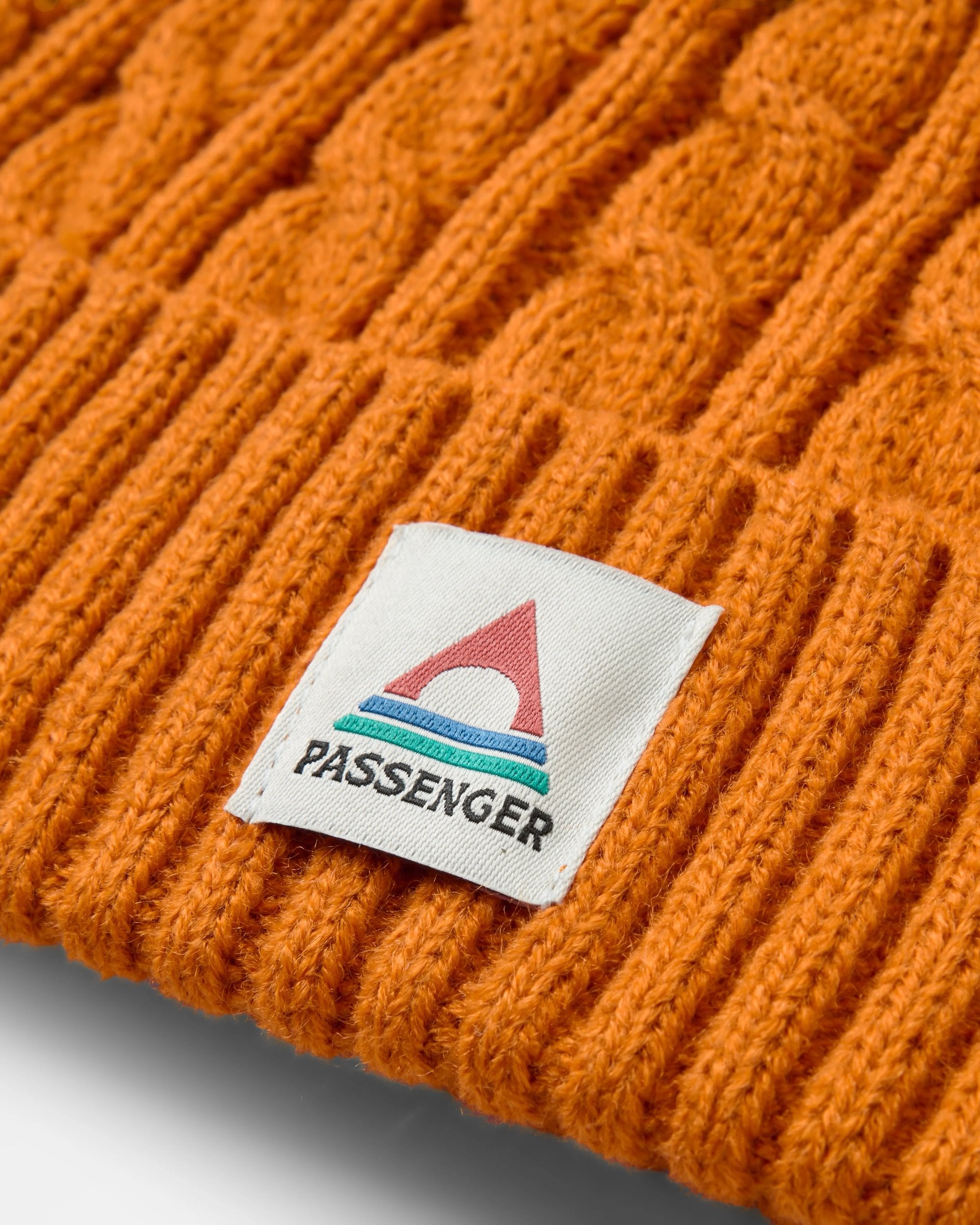 Fireside Recycled Cable Knit Beanie - Retro Orange - Flatlay