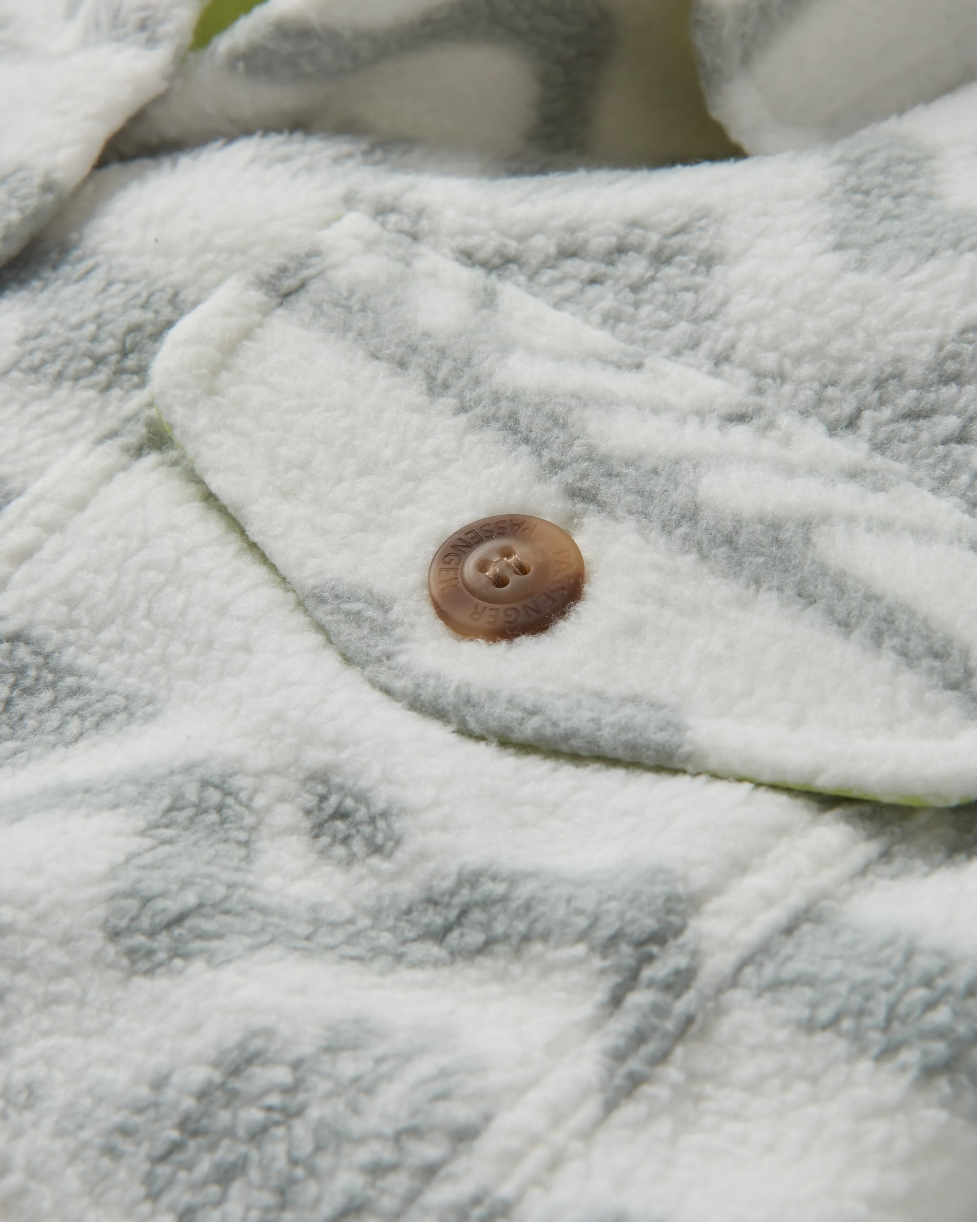 Cloudy Recycled Sherpa Fleece Shirt - Mountain Geo Vintage White - Flatlay